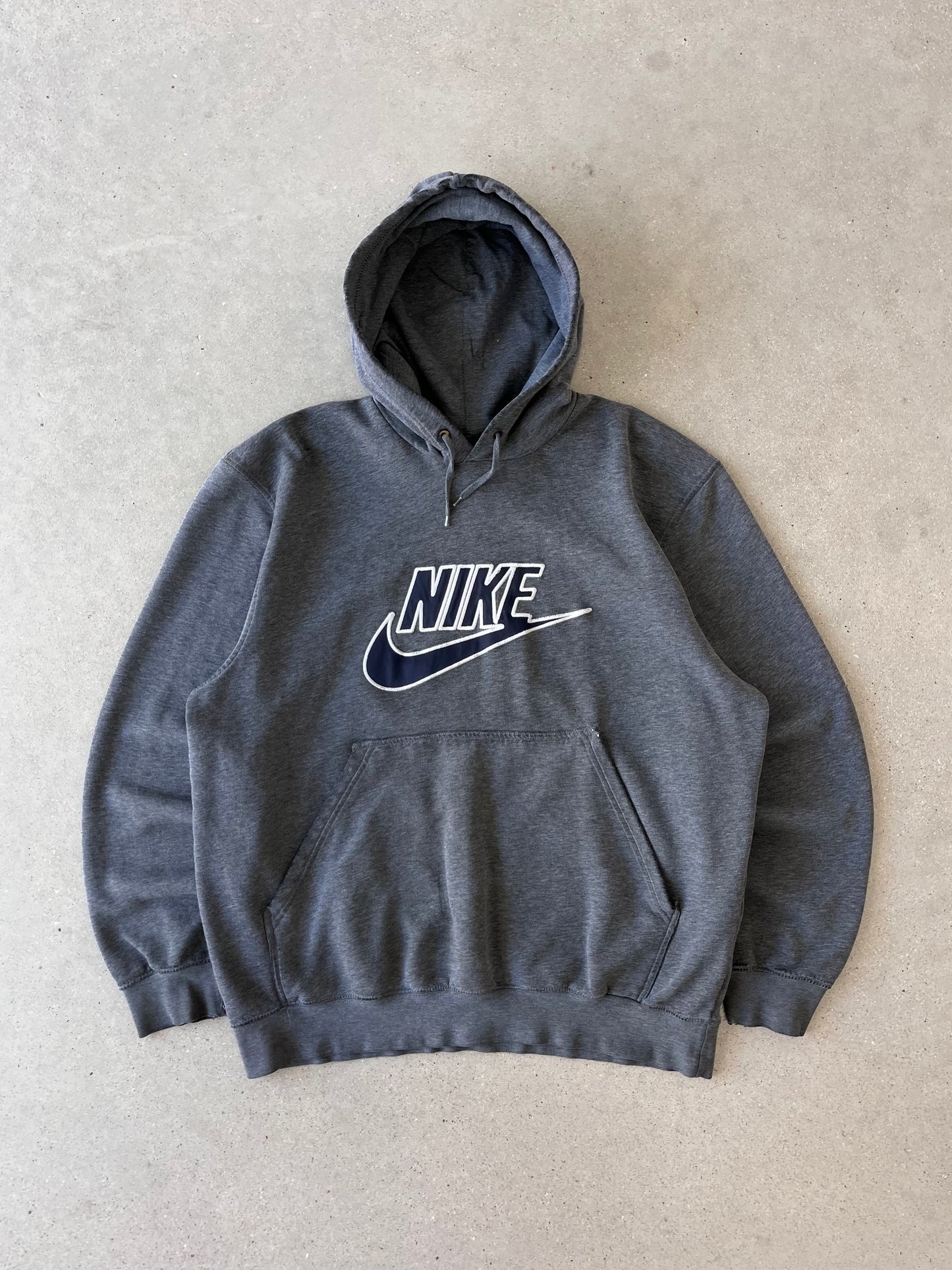 Vintage 2000s Nike Spell-out Gray Hoodie - L