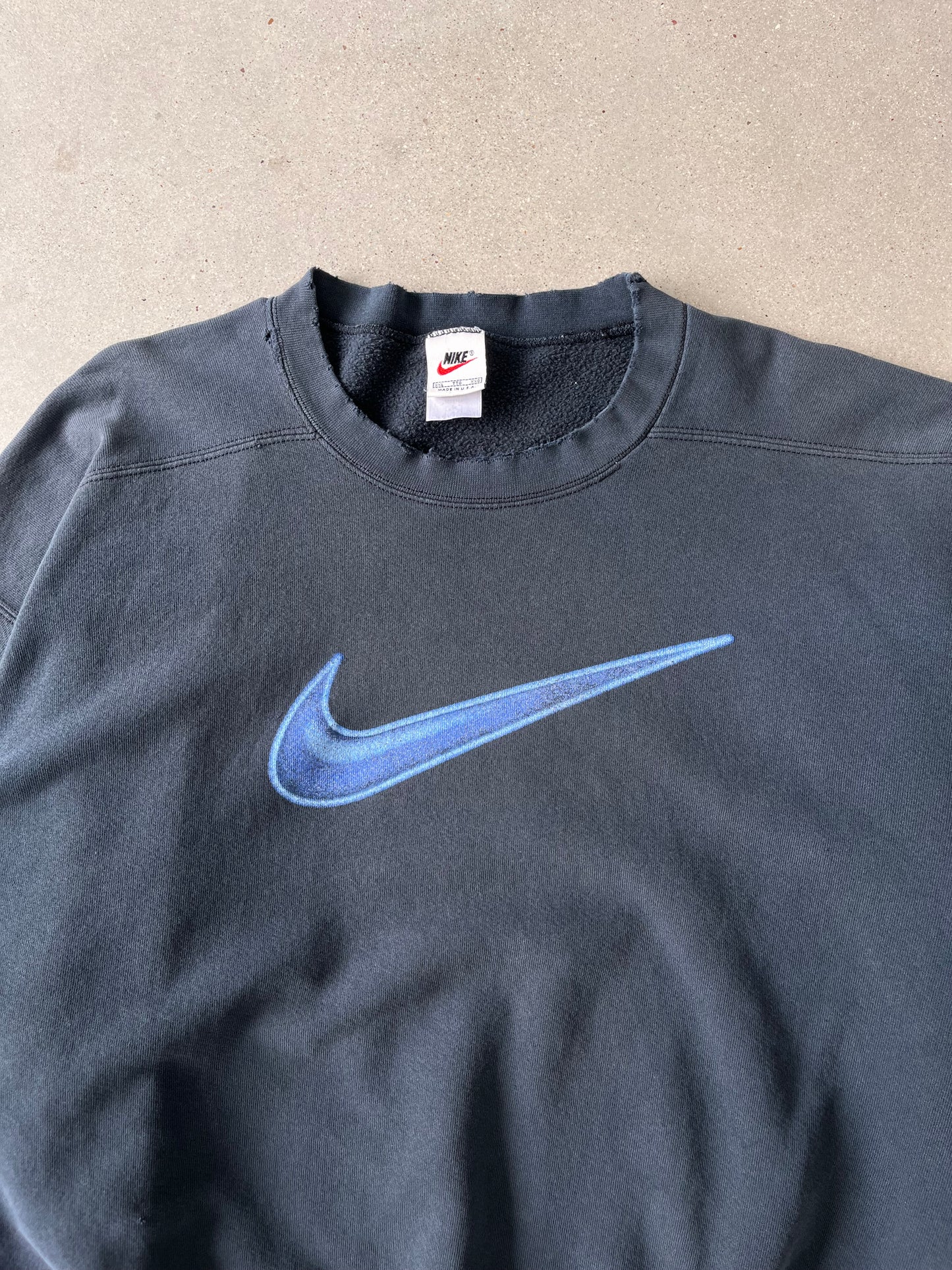 Vintage Nike Navy Big Swoosh Crewneck - XXL