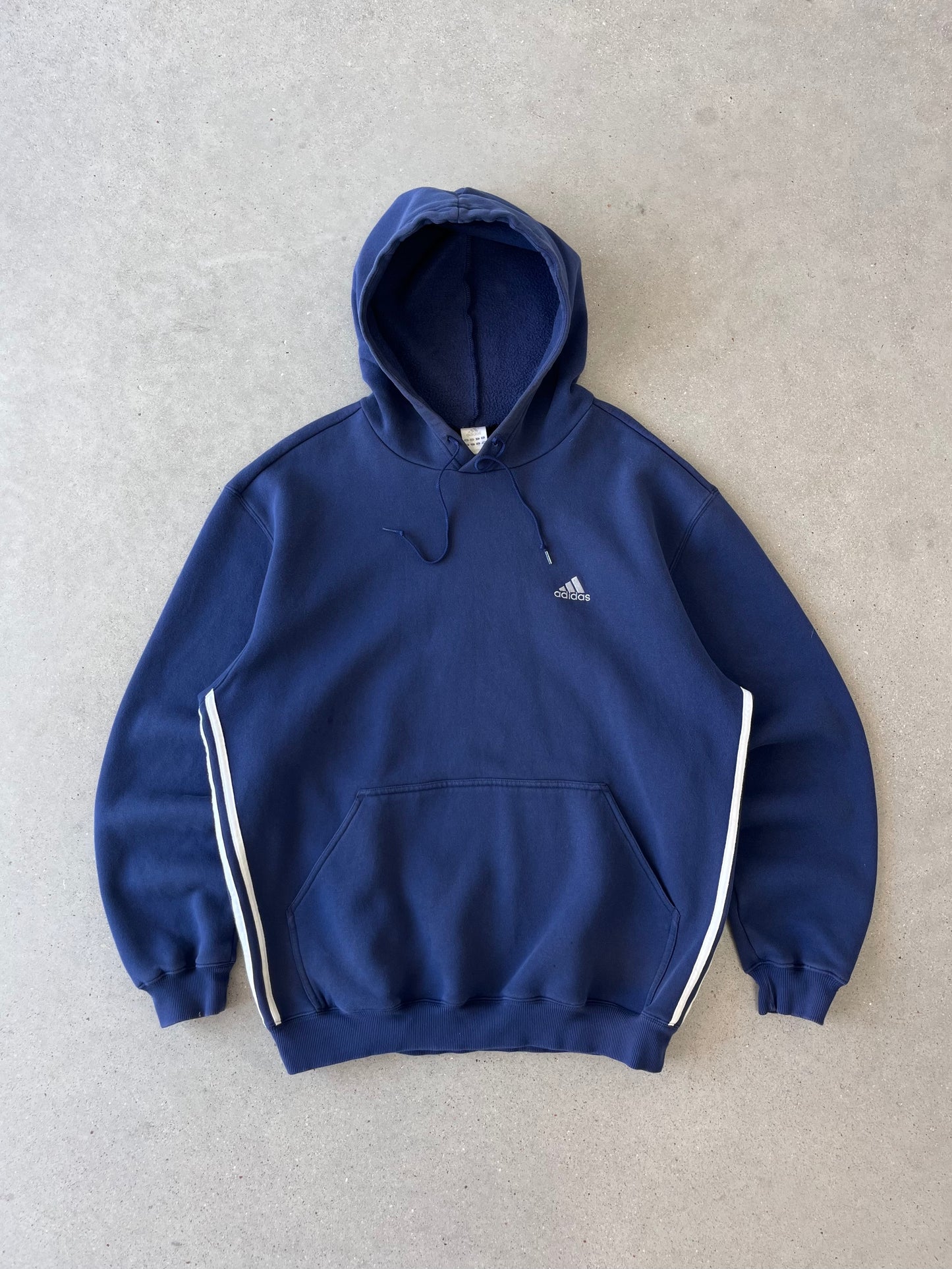 Vintage Adidas Navy Striped Hoodie - L