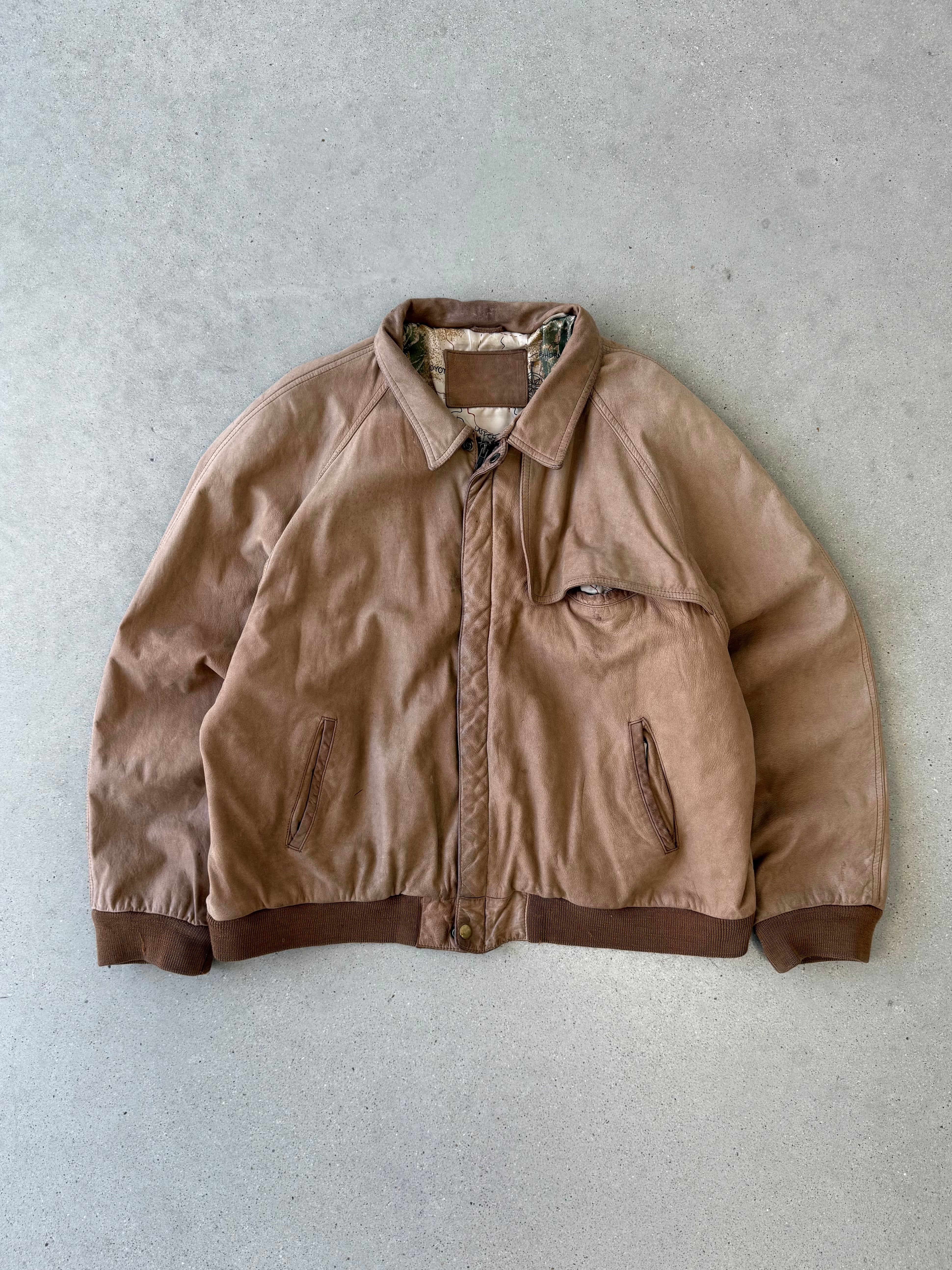 Vintage Marlboro Tan Leather Jacket - XL