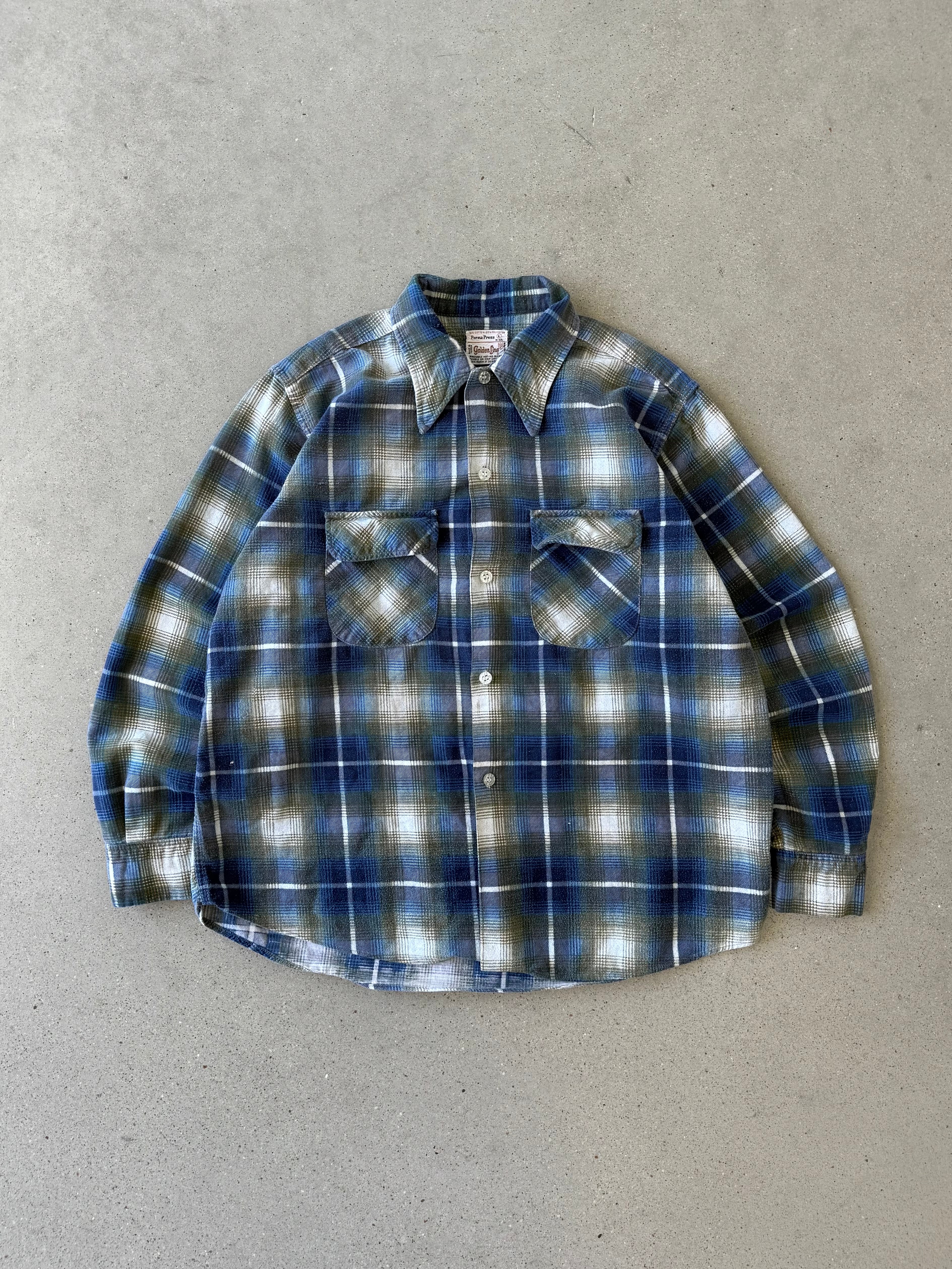 Vintage 1980s Golden Line Plaid Button-up - L