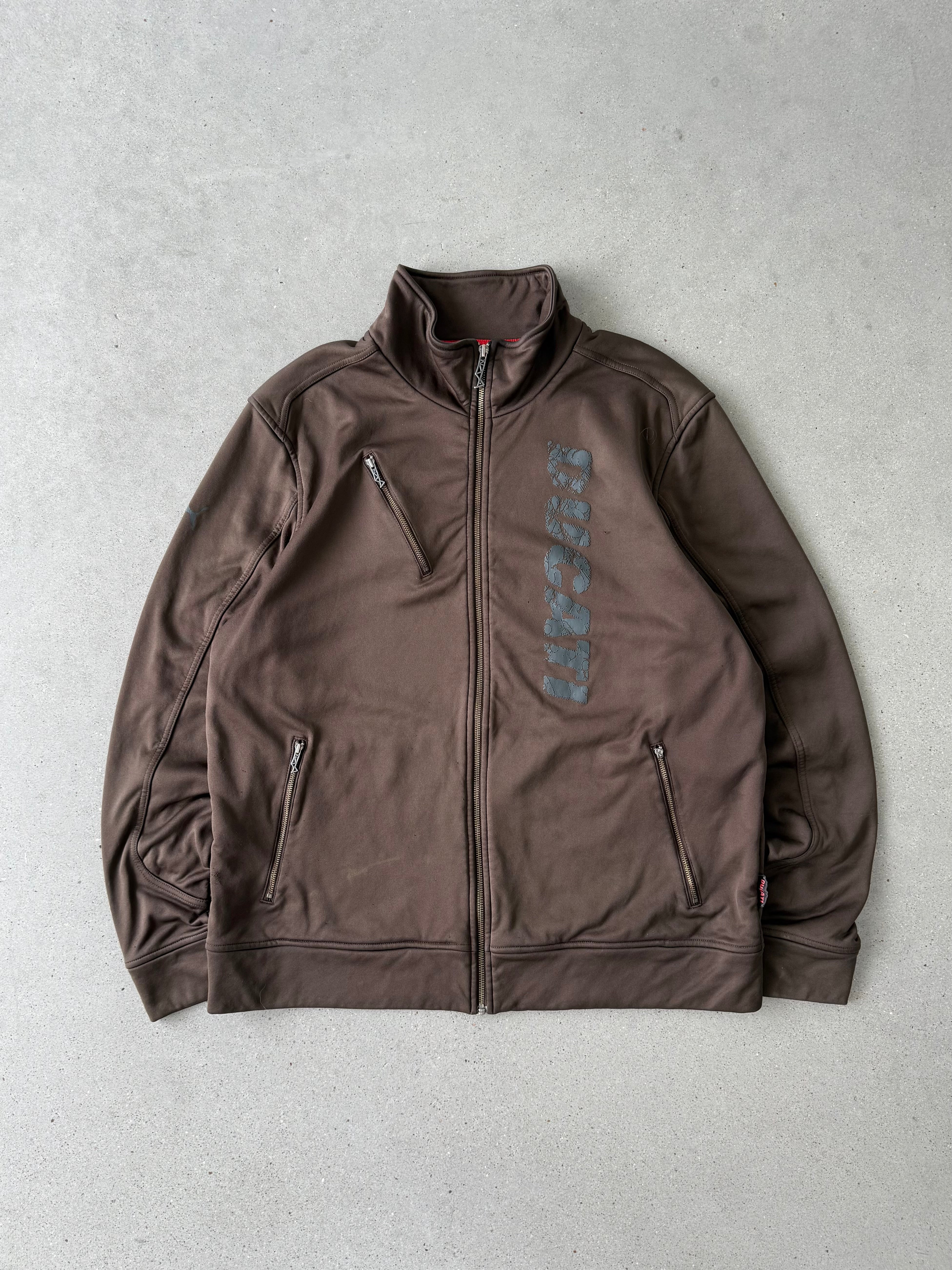 Vintage PUMA 'DUCATI' Brown Track Jacket - XXL