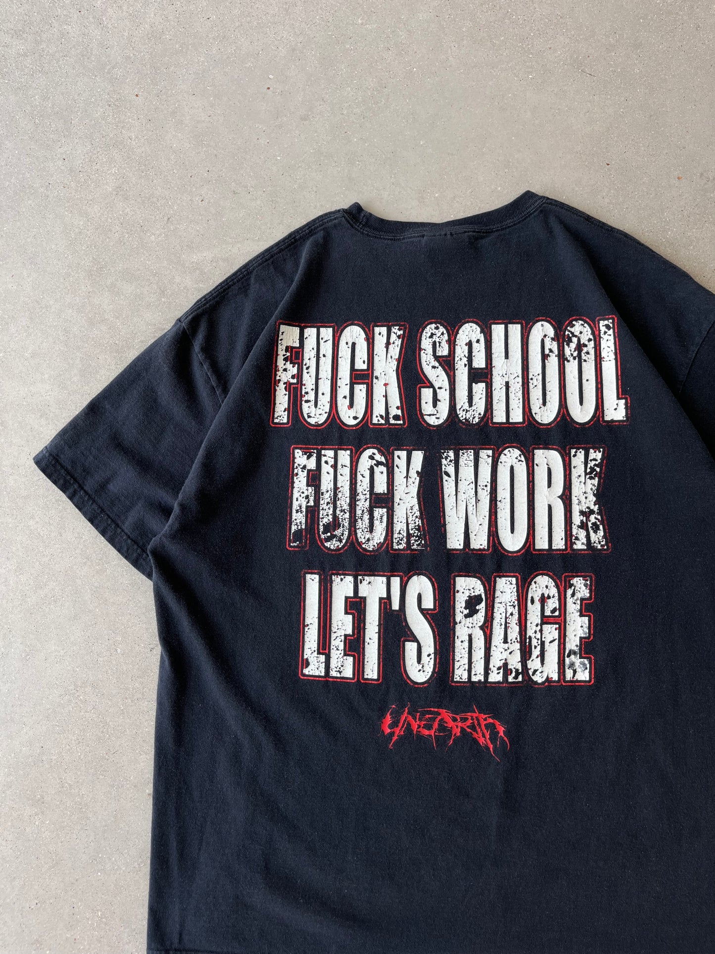 Vintage Y2K "F*ck School, F*ck Work, Let's Rage" Tee - XL