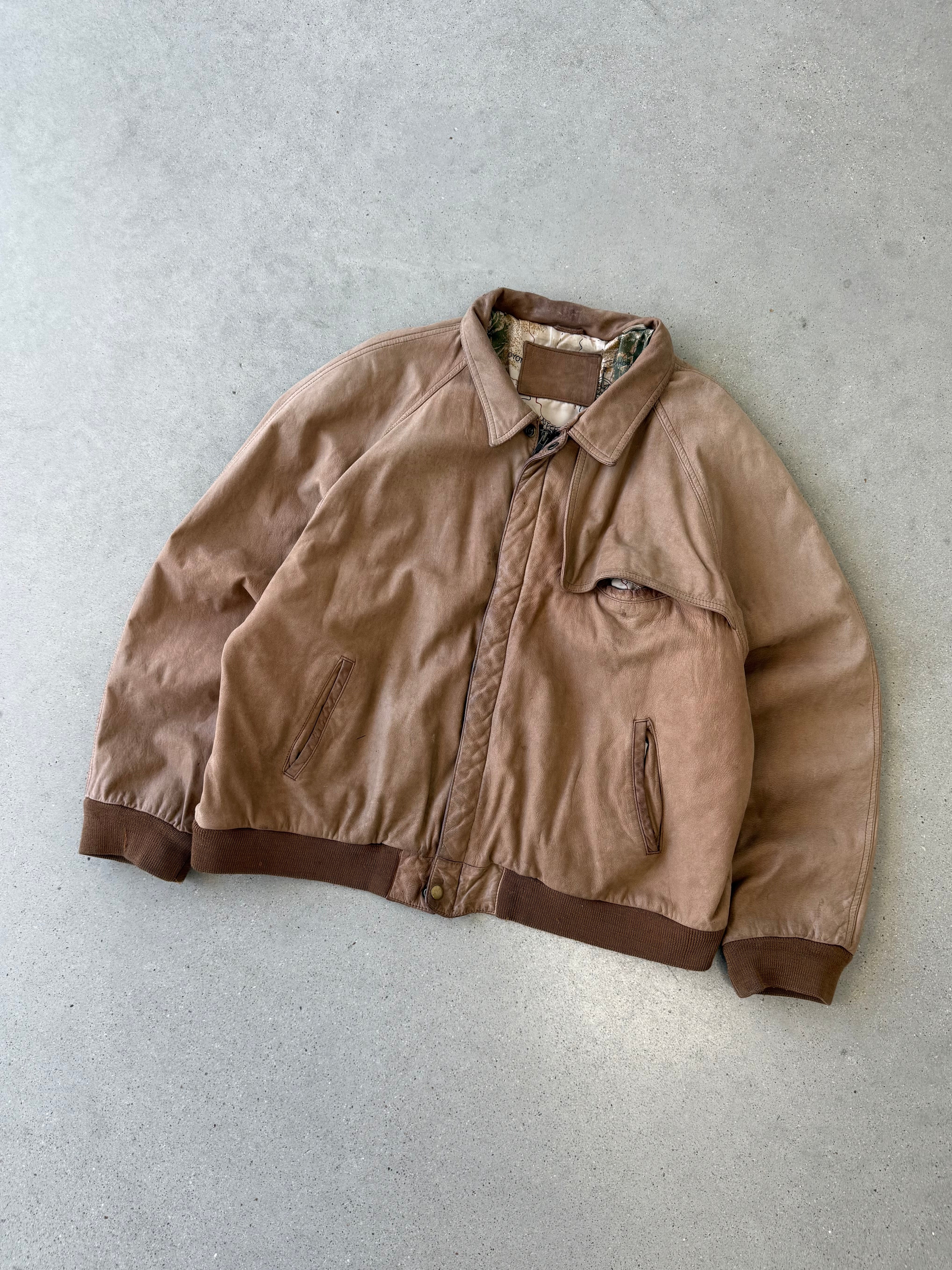 Vintage Marlboro Tan Leather Jacket - XL