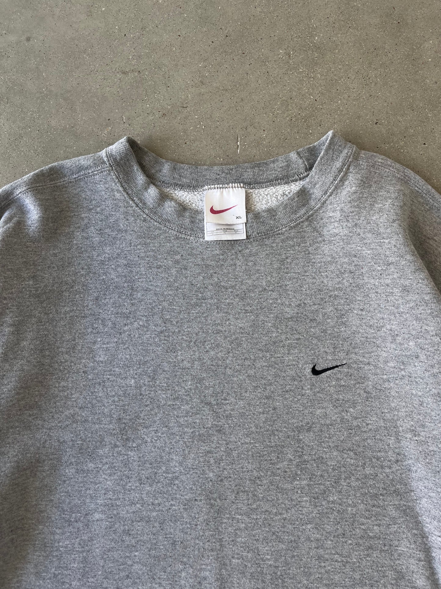 Vintage 90s Nike Mini Swoosh Heather Gray Crewneck - XL