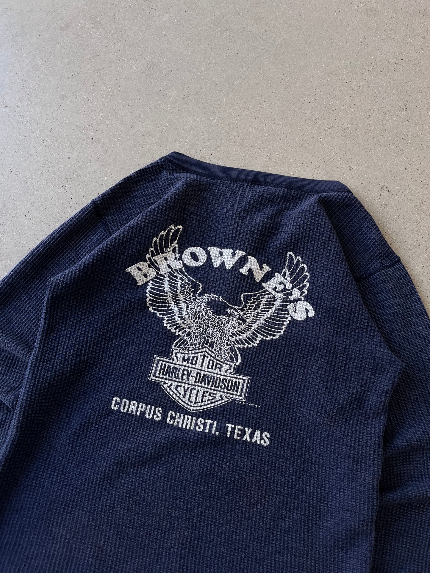 Vintage 1987 Harley Davidson Women's Thermal Long Sleeve - M