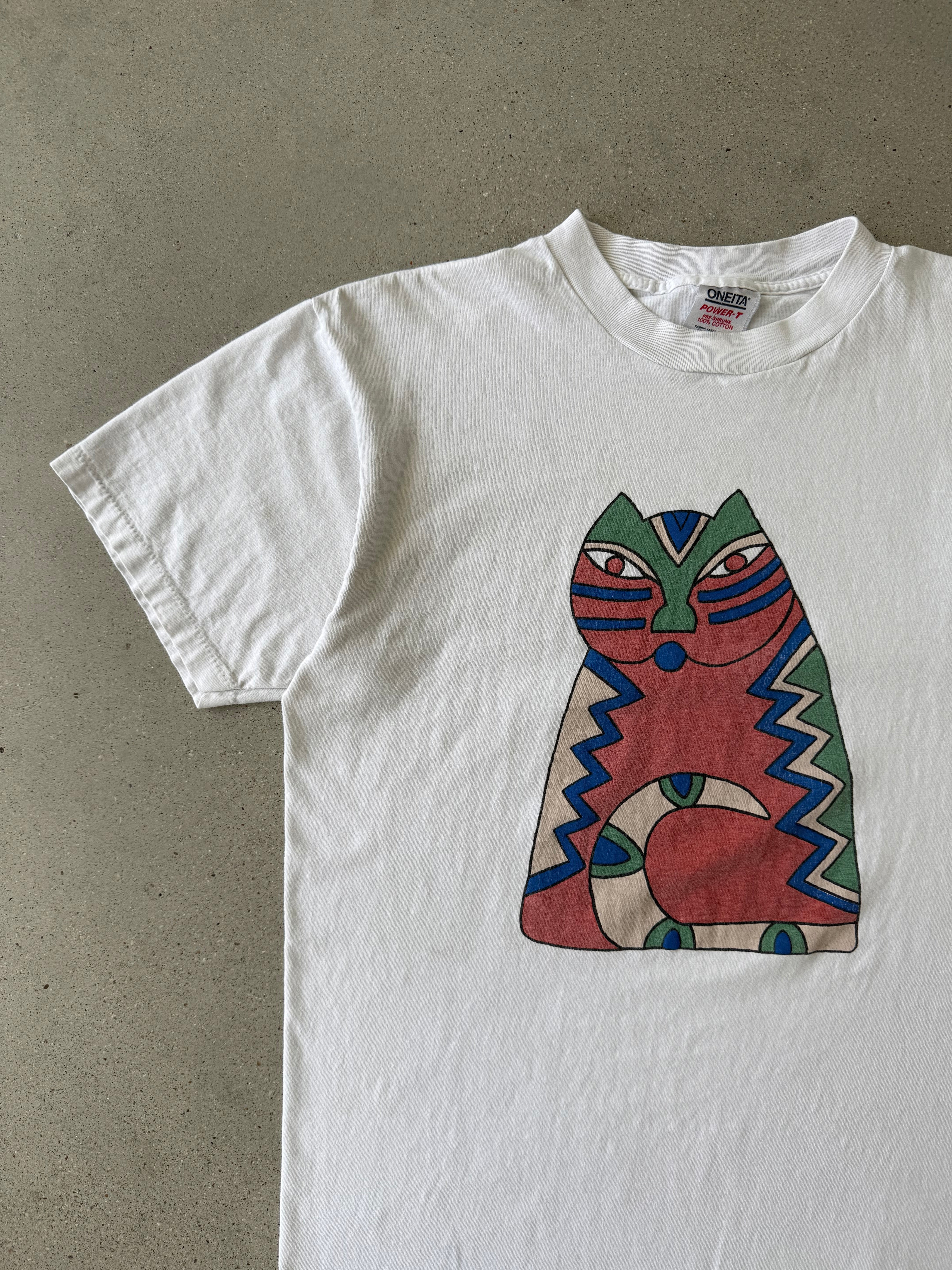 Vintage 90s Cat Art Tee - XL