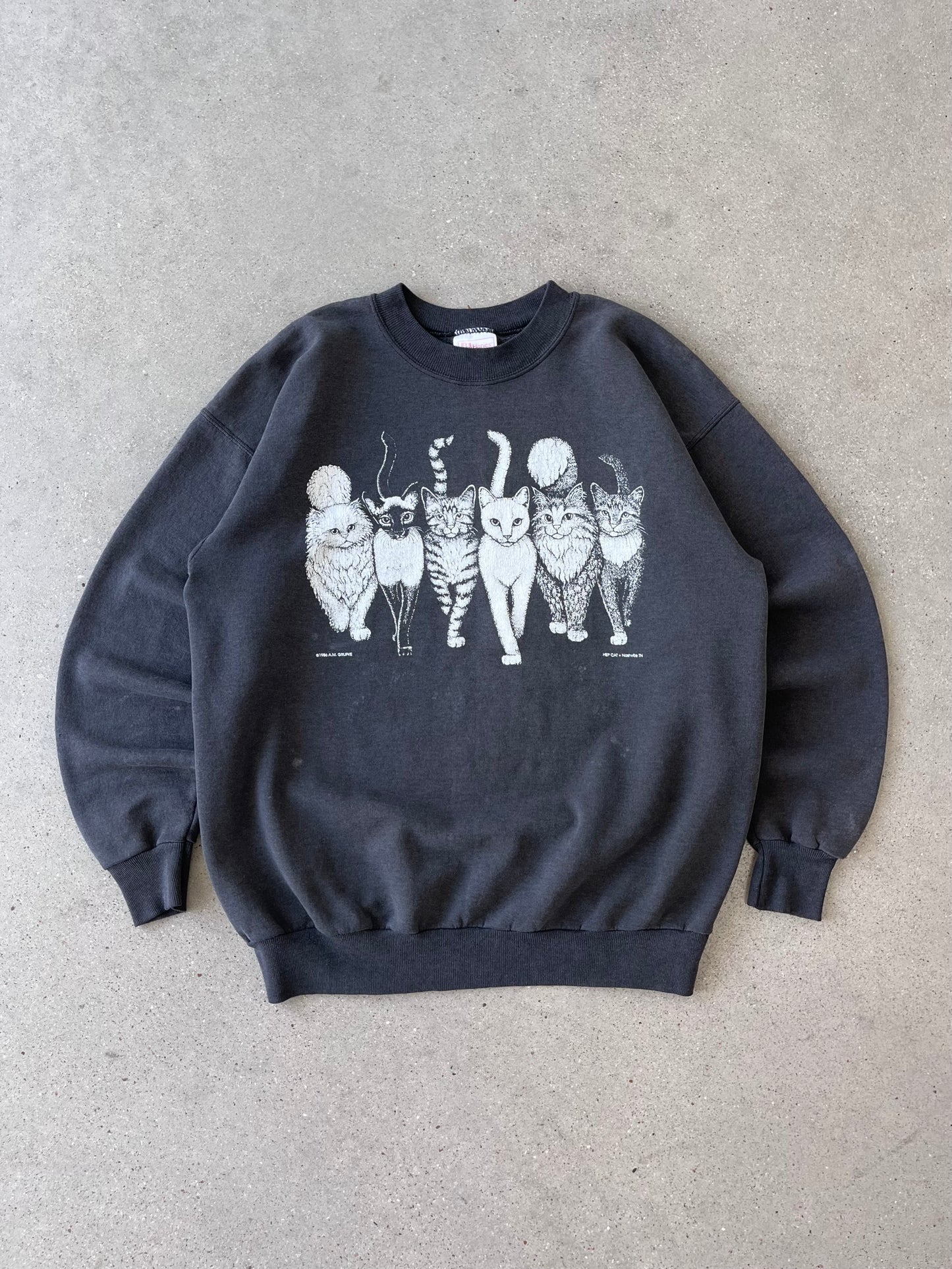 Vintage Distressed Cat Crewneck - M