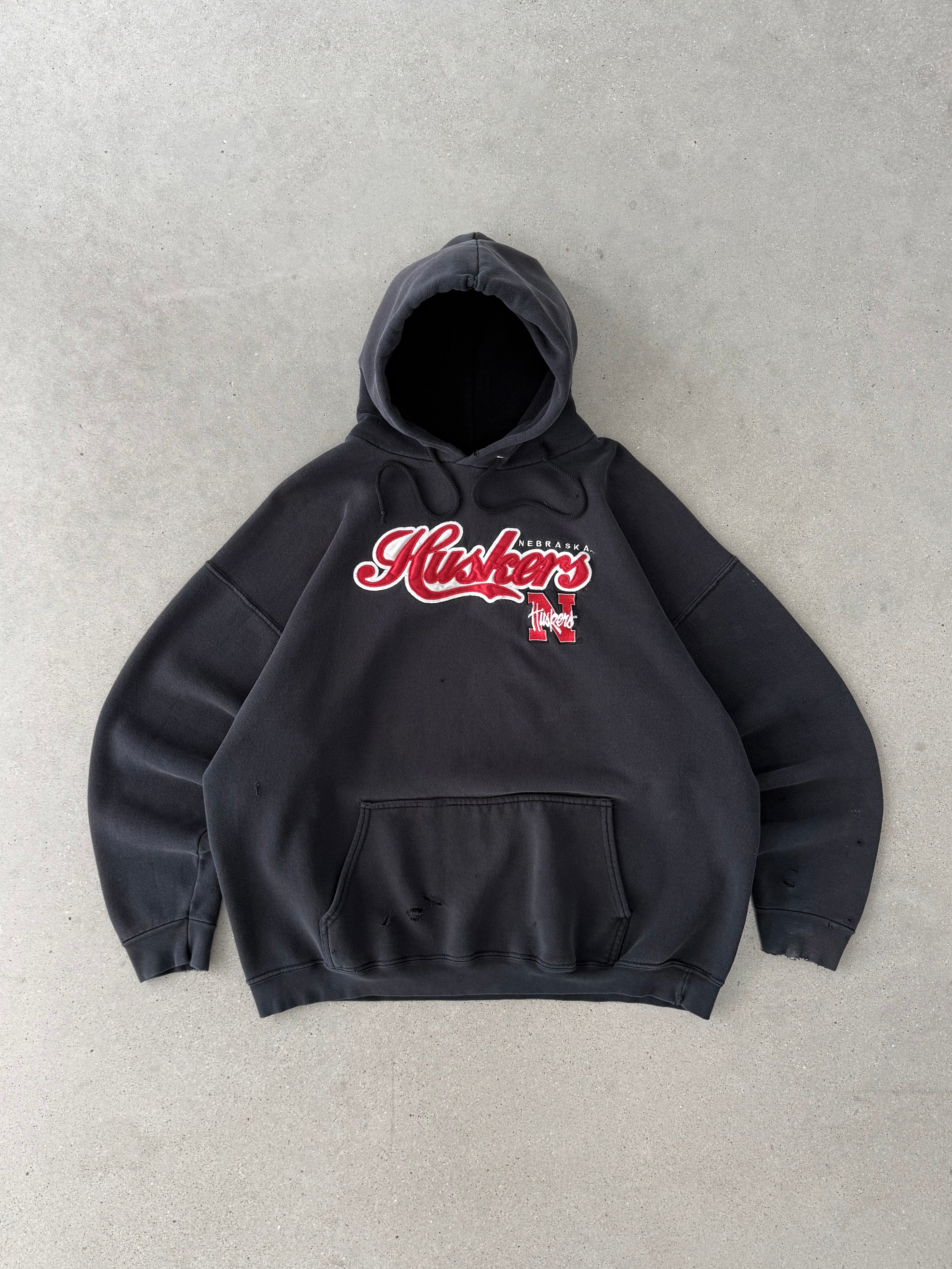 Vintage Distressed Nebraska Huskers Hoodie - XL