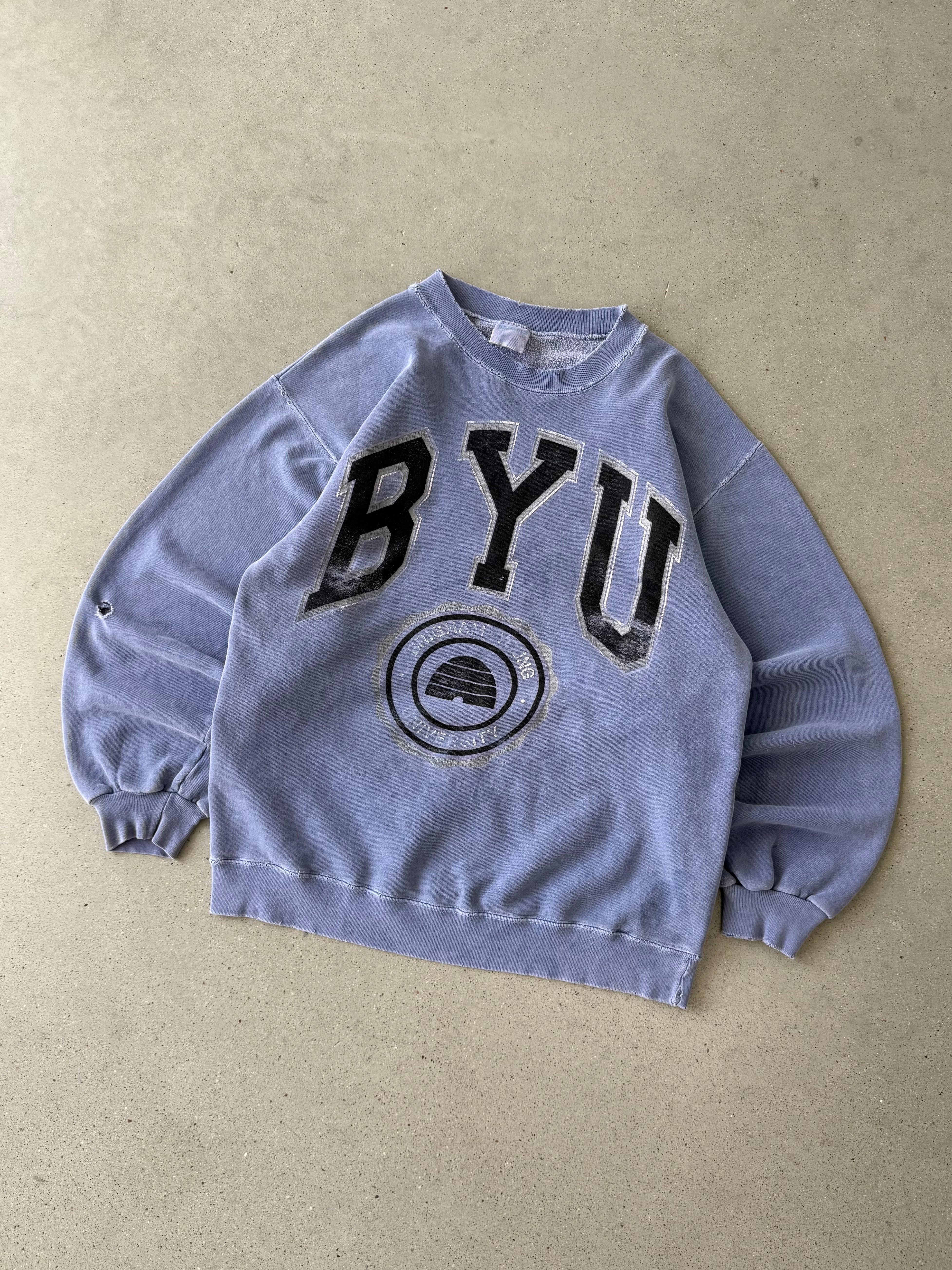 Vintage Brigham Young University Distressed Crewneck - L