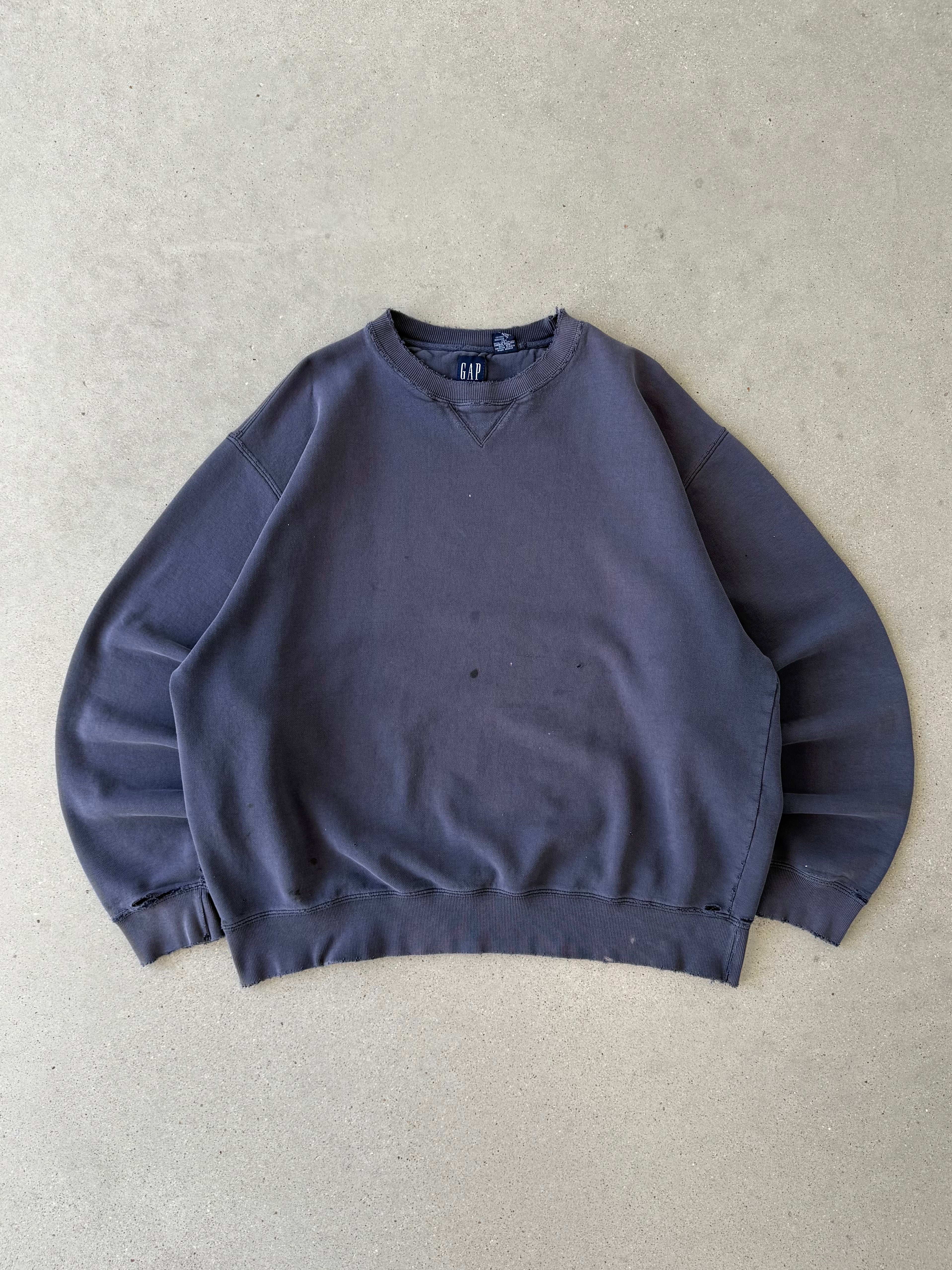 Vintage GAP Distressed Navy Blank Crewneck  - XL