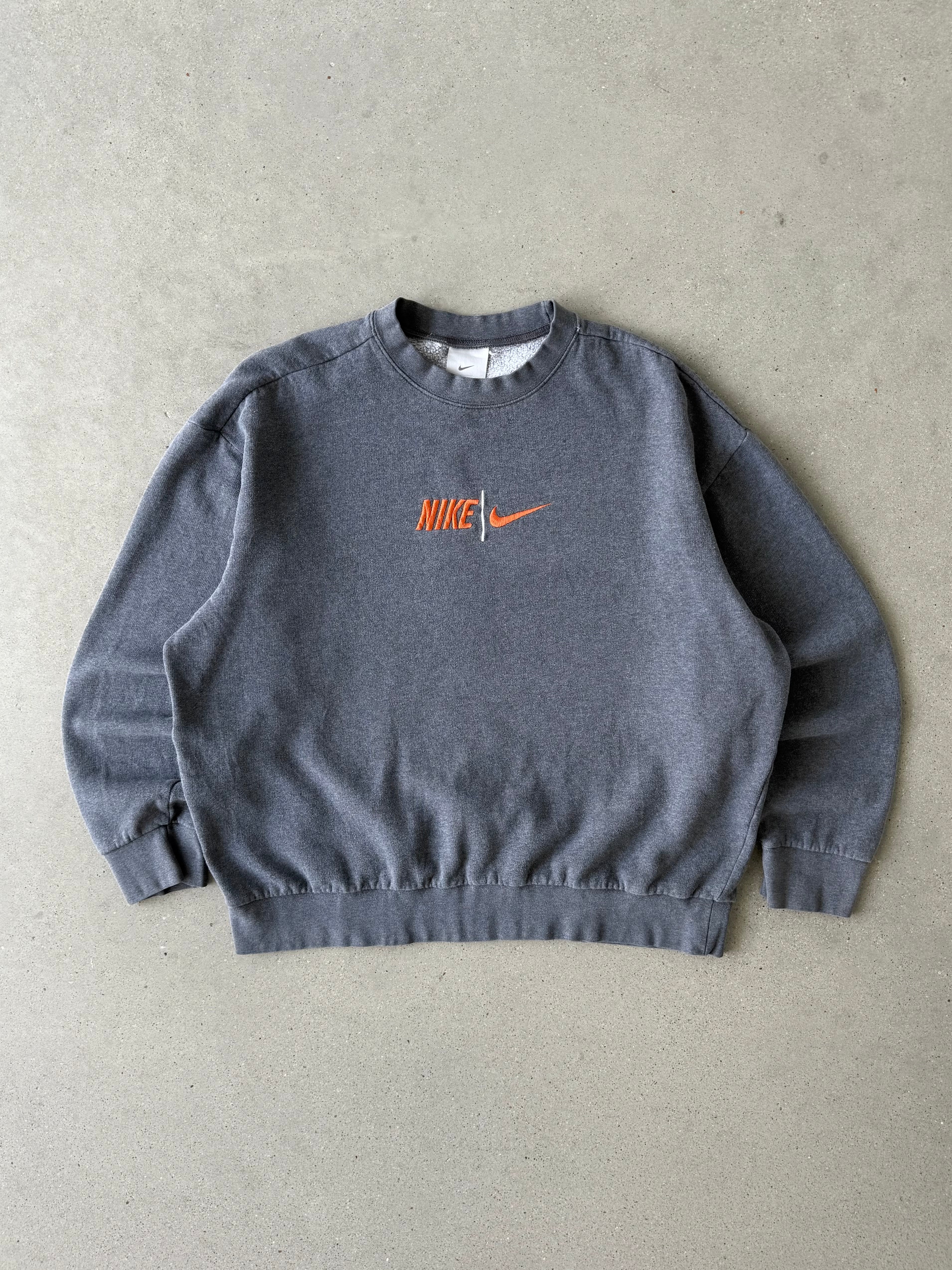 Vintage Nike Spell-out Gray/Orange Crewneck - XL