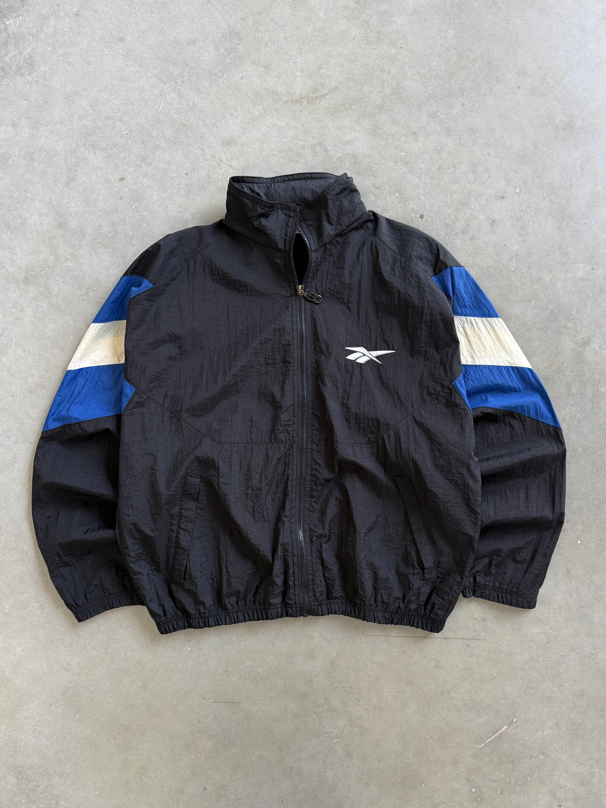 Vintage 1990s Black/Blue Reebok Windbreaker - M