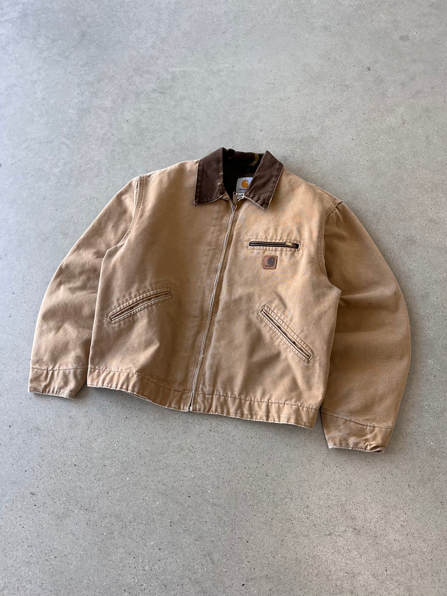 Vintage Carhartt Tan/Brown Blanket-lined Detroit Jacket - L