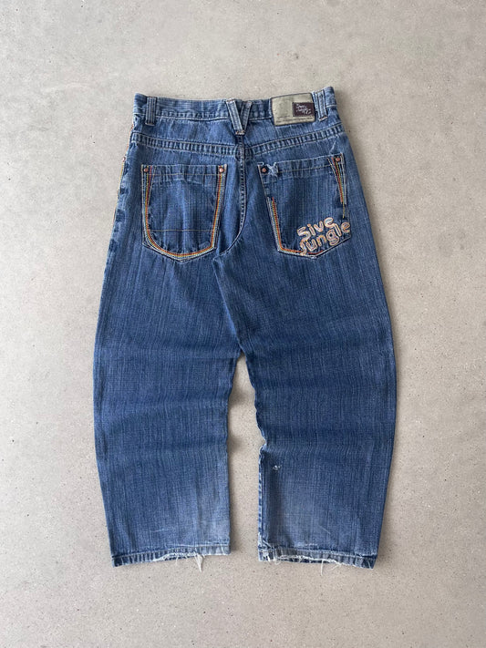 Vintage Y2K 5ive Jungle Baggy Embroidered Denim - 33x29