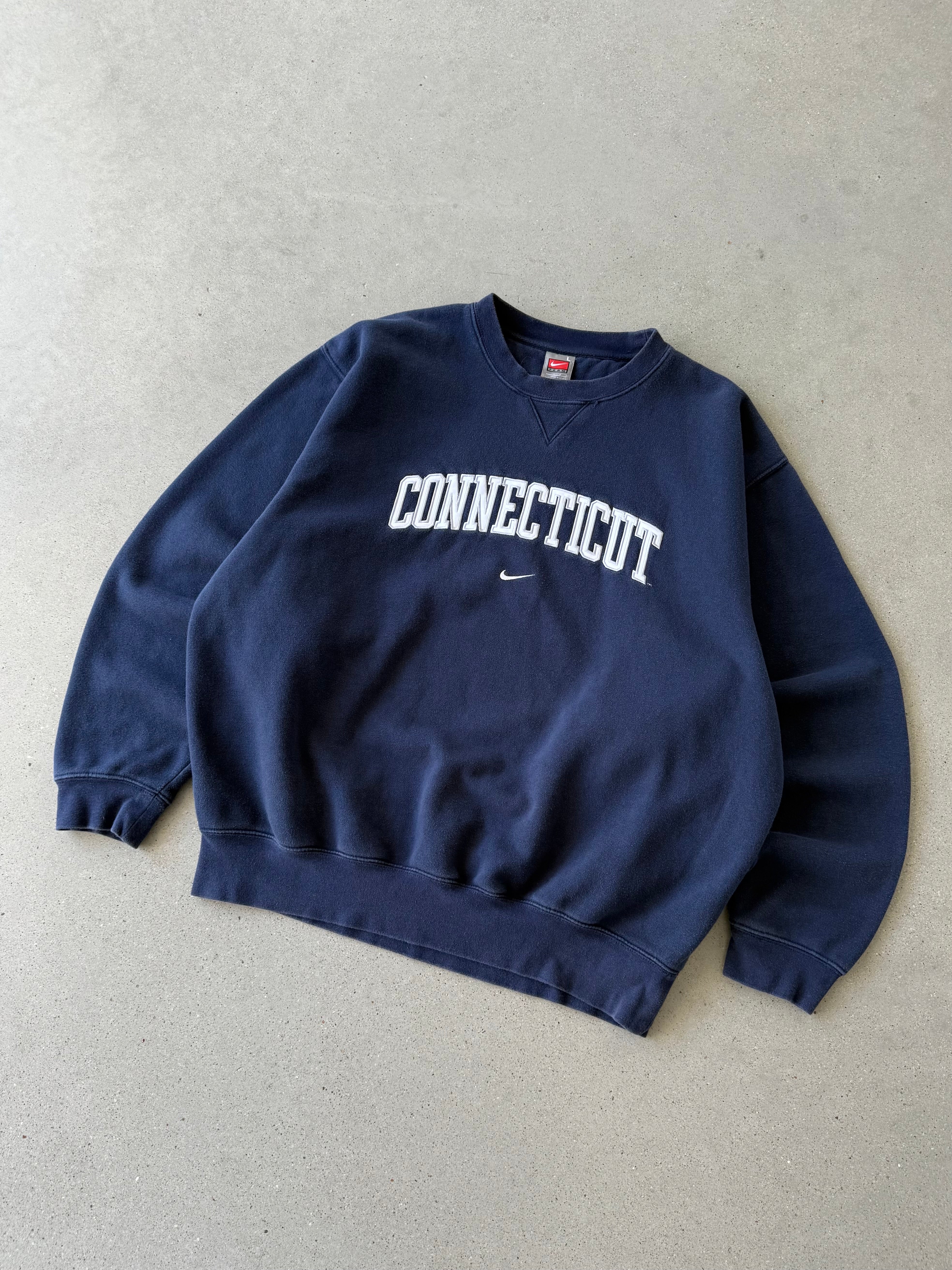 Vintage Nike Connecticut Navy Center Swoosh Sweatshirt  - L