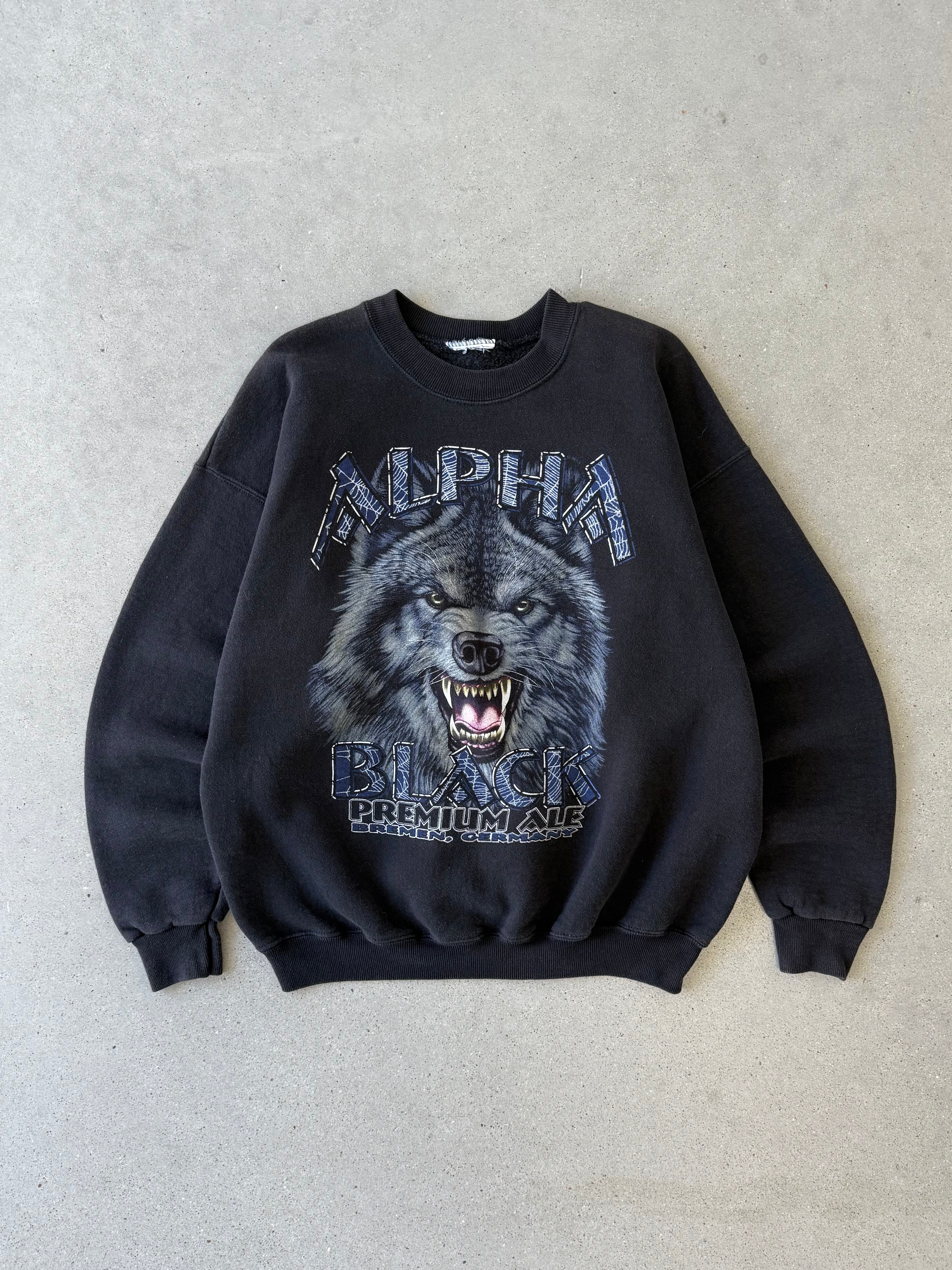 Vintage Alpha Black Wolf Crewneck - XL
