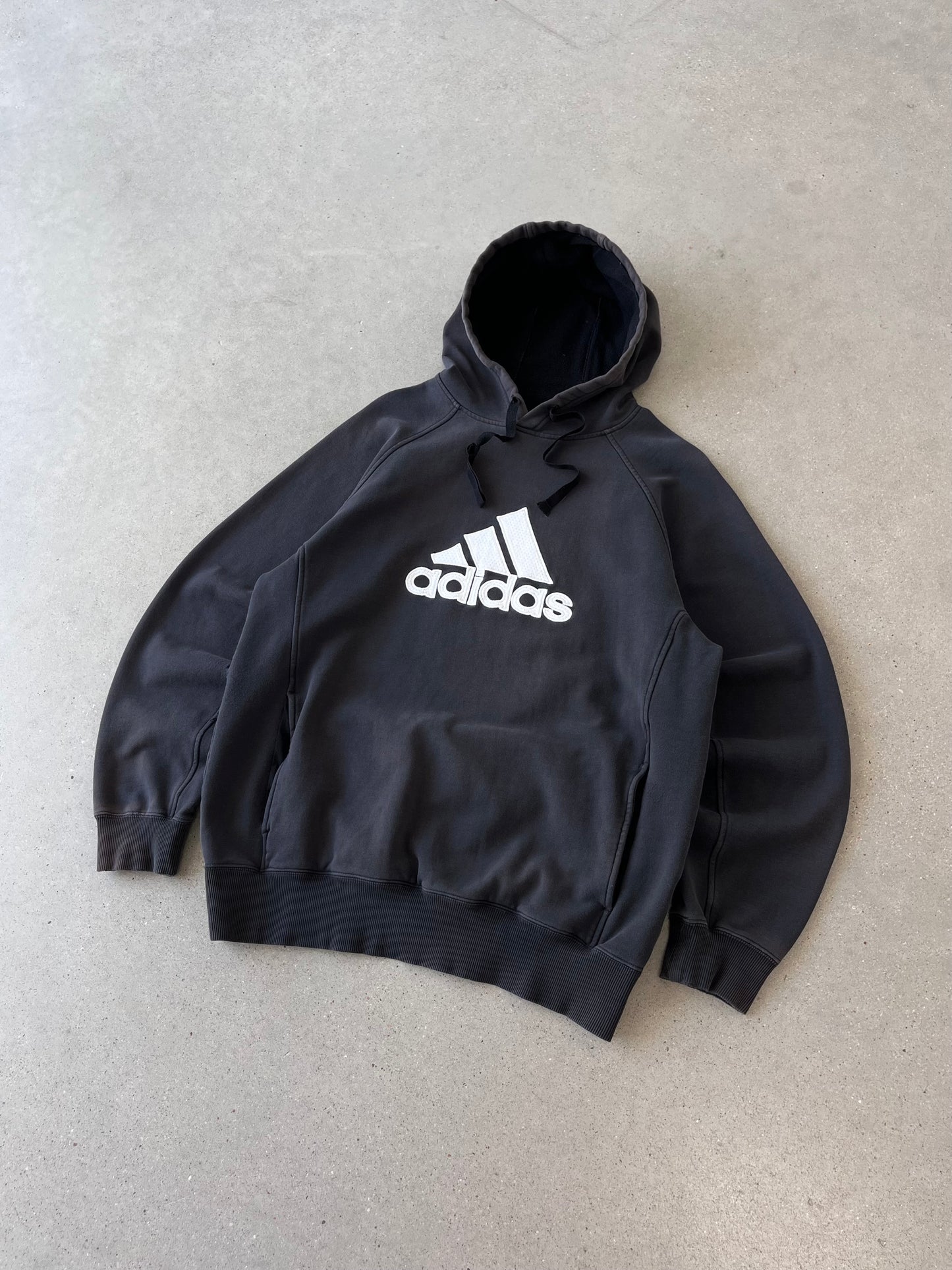 Vintage Adidas Black Spell-out Hoodie - M