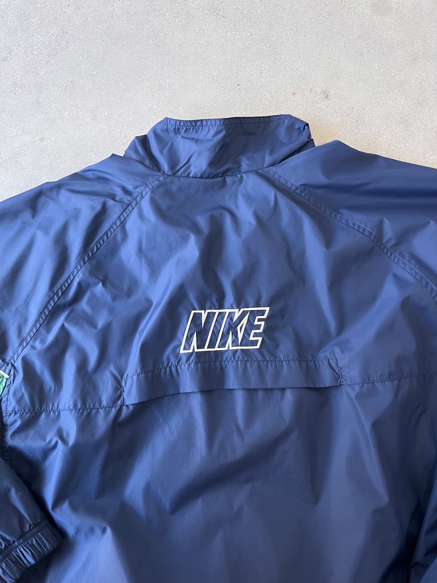 Vintage Nike Mini Swoosh Navy/Green Track Jacket - XXL