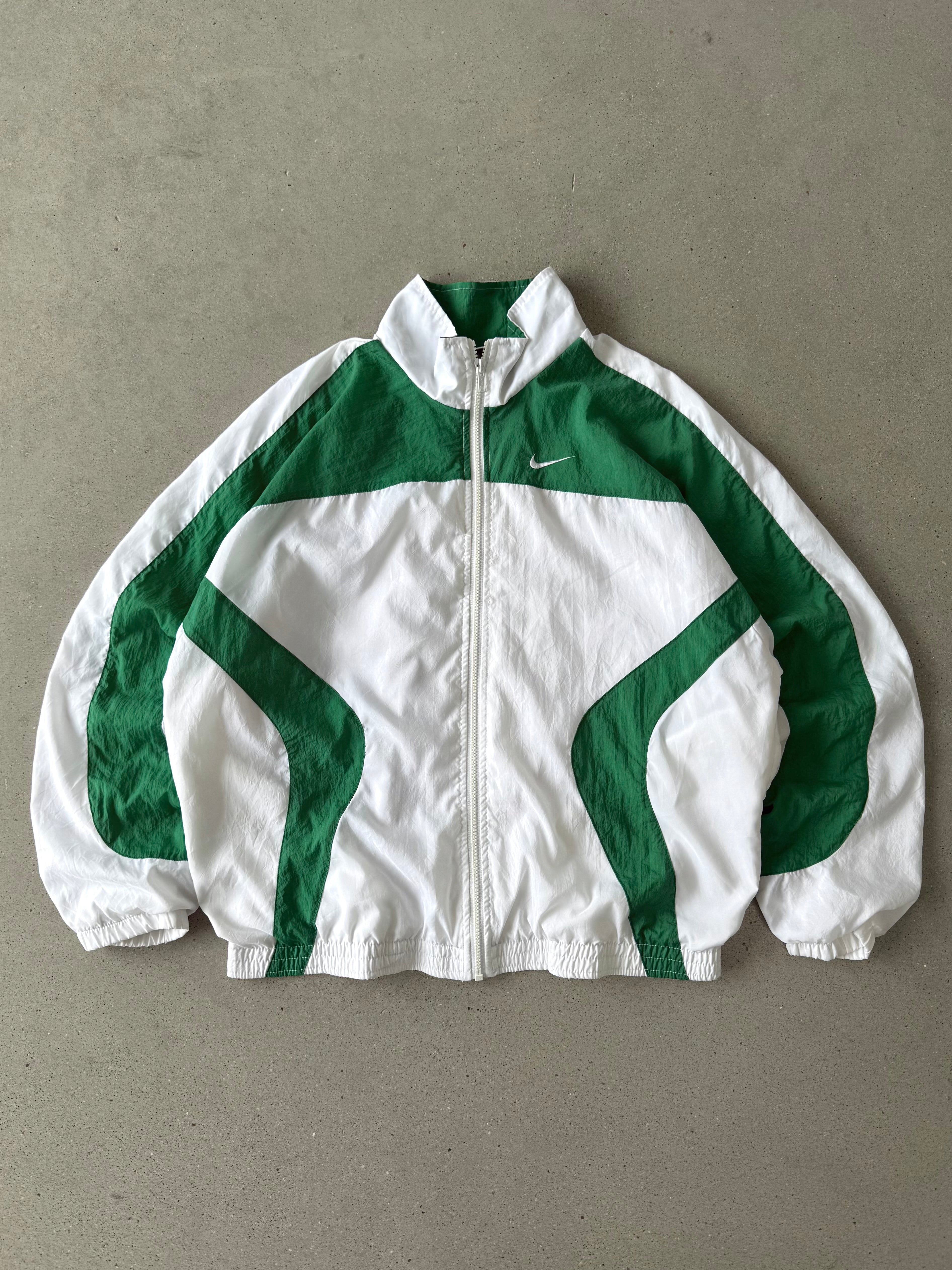 Vintage 90s Nike Green/White Track Jacket - M