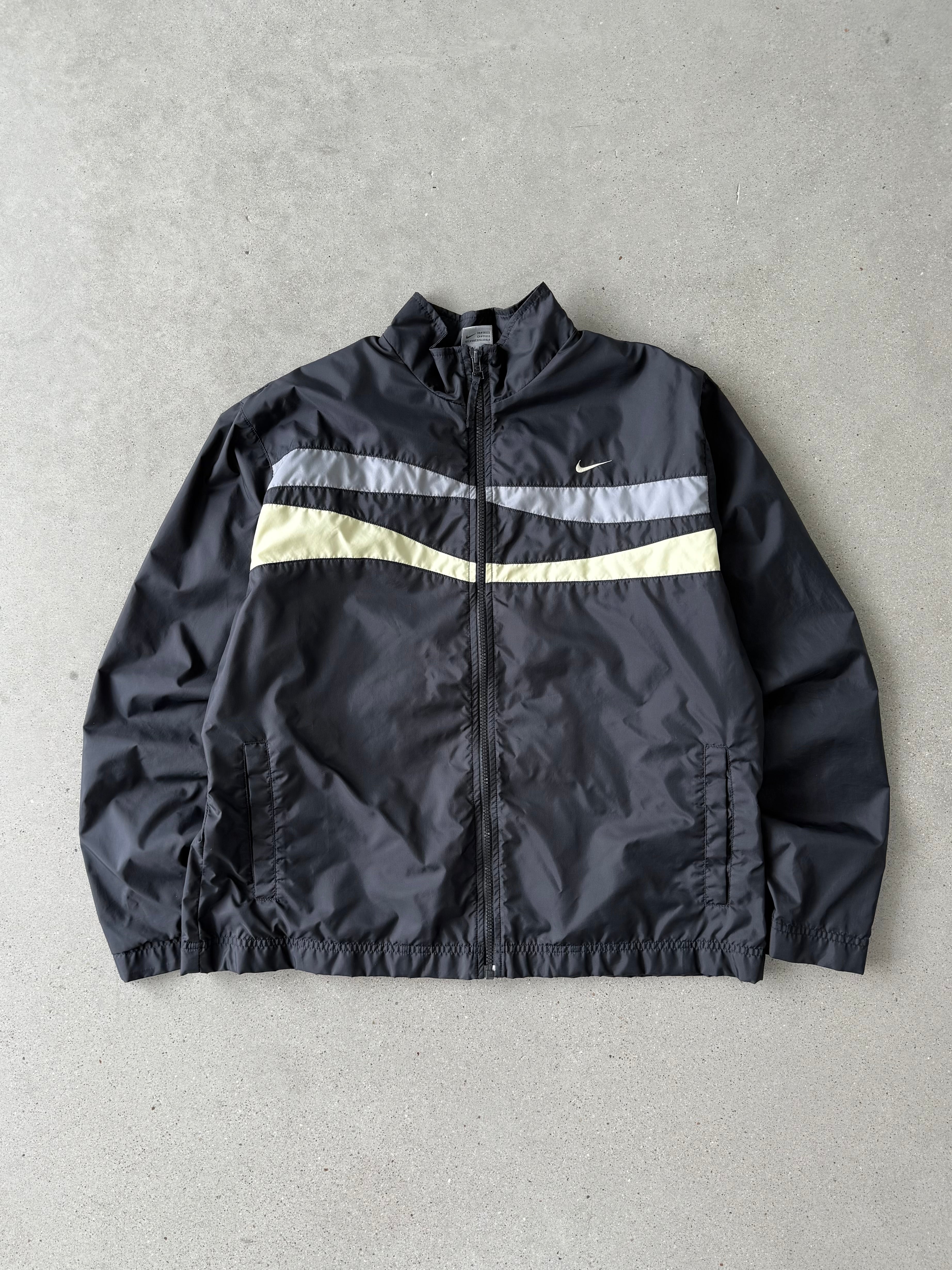 Vintage Nike Black/Cream/Gray Mini Swoosh Track Jacket - M