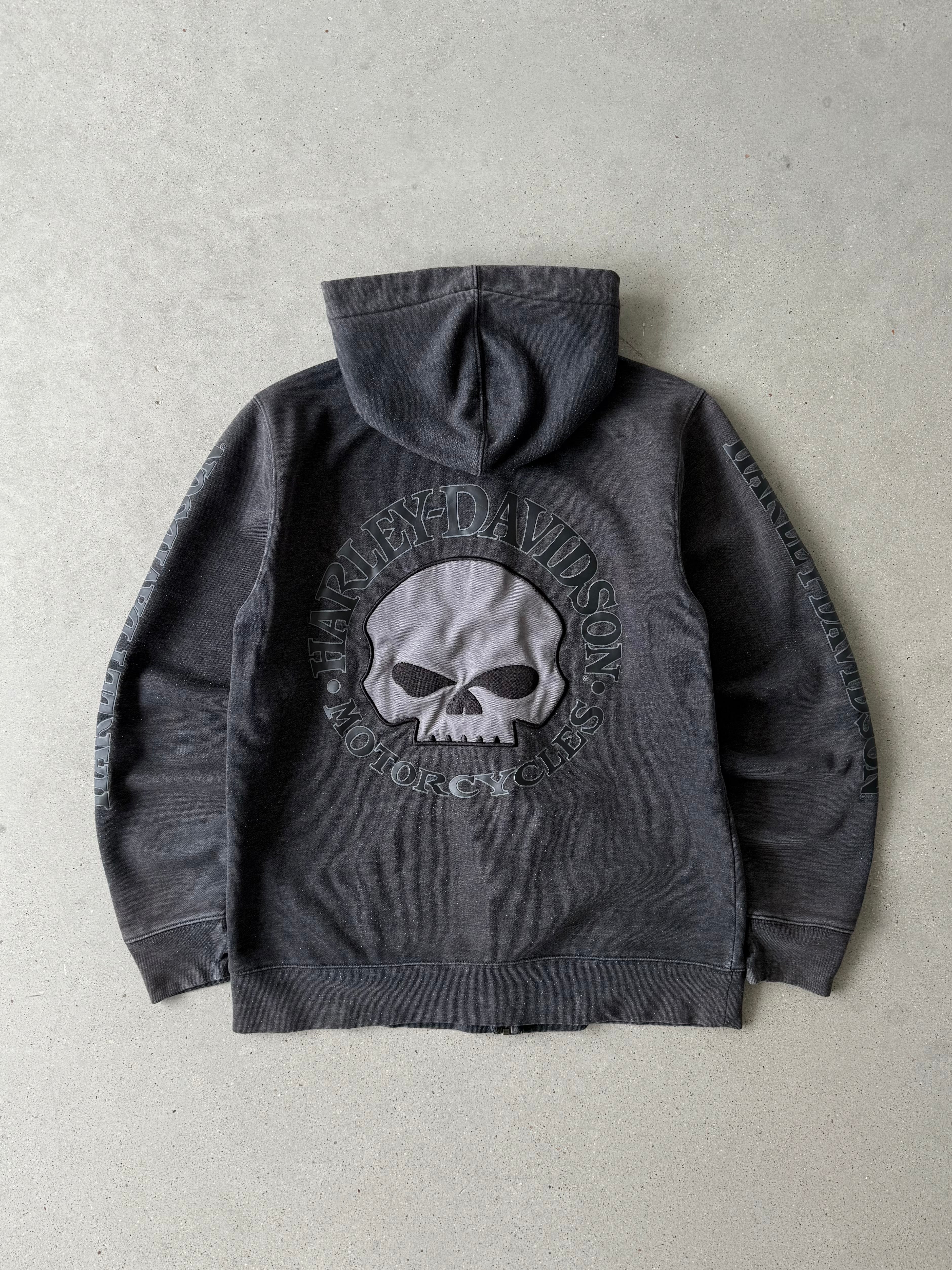 Vintage 2000s Harley Davidson Skull Zip-up Hoodie - S