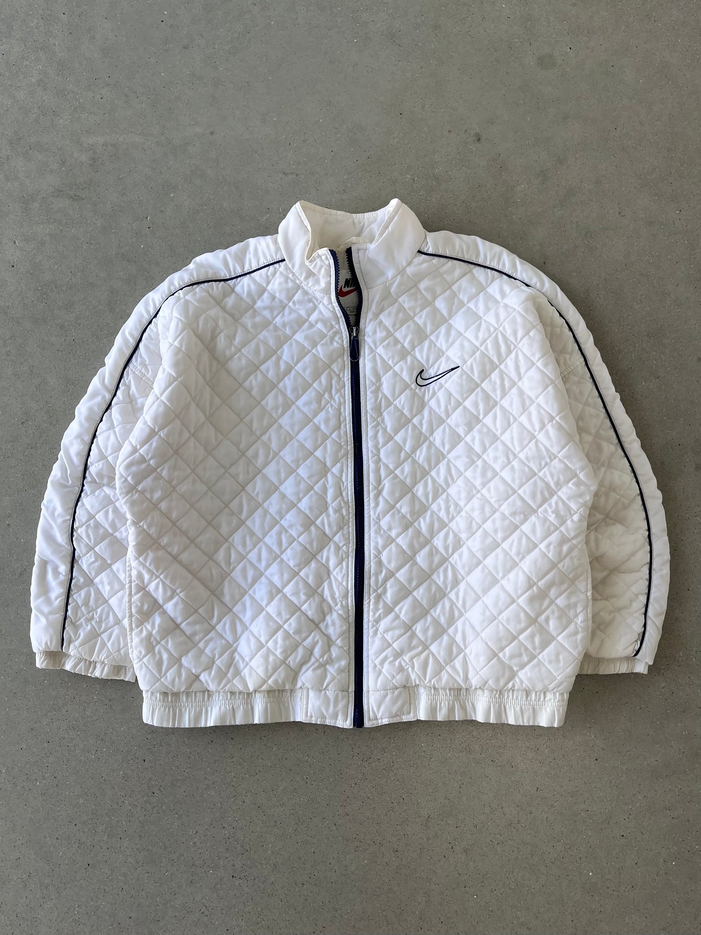 Vintage 90s Nike Women's Mini Swoosh Light Puffer Jacket - L