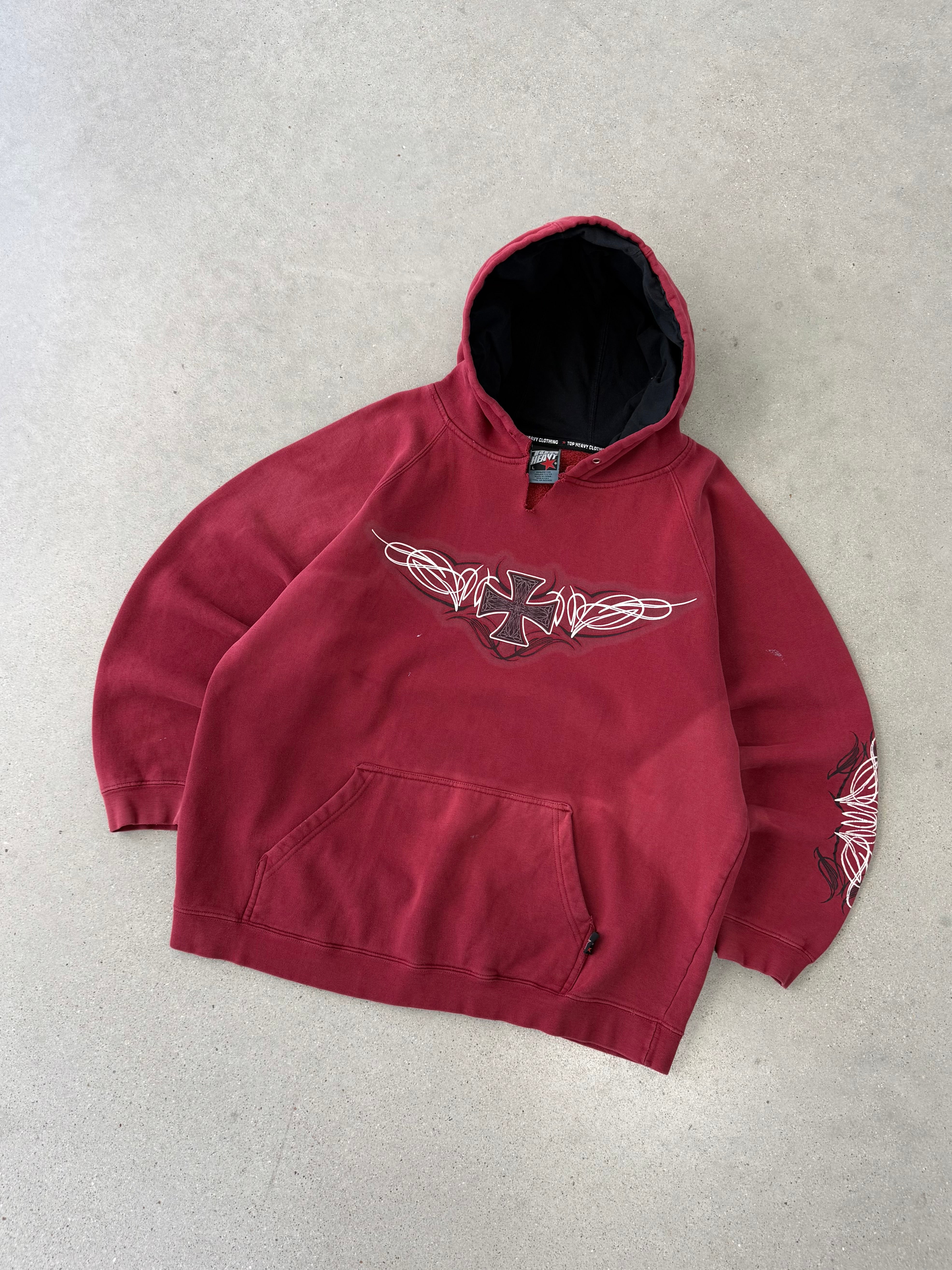 Vintage Y2K Tribal Top Heavy Hoodie - L
