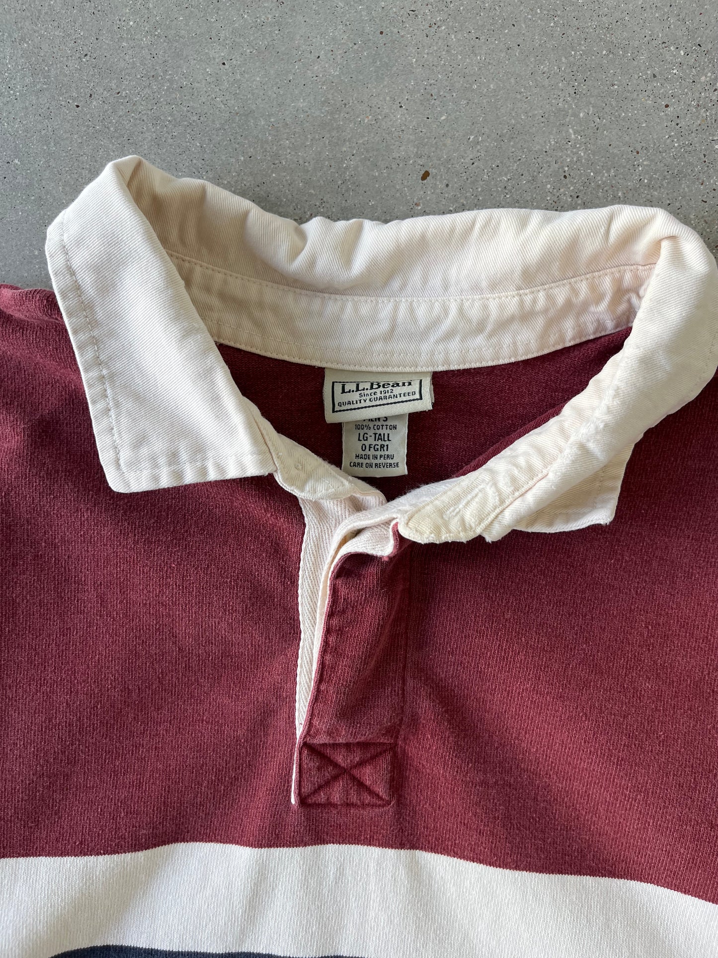 Vintage L.L Bean Red Wine Polo Long Sleeve - L