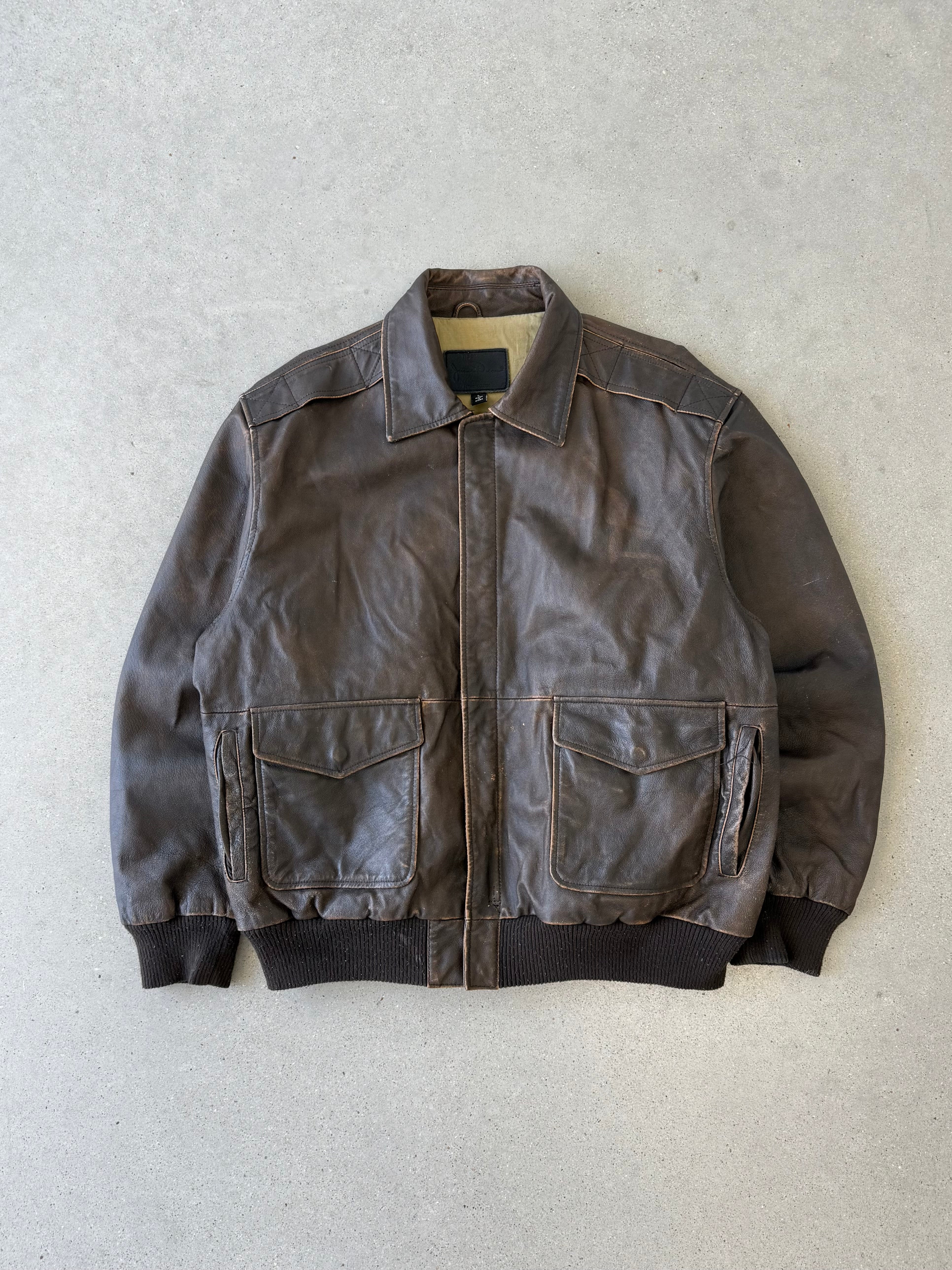 Vintage James Dean Aviator Leather Jacket - L