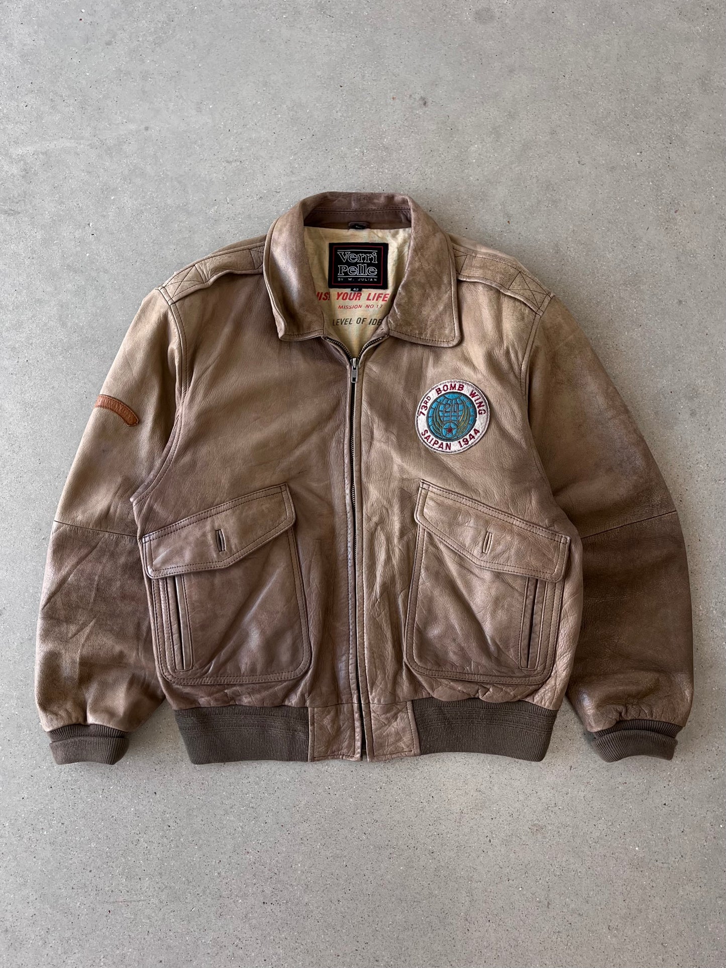 Vintage Verri Pelle 'The Pacific Pioneer' 73rd Bomb Wing Bomber Leather Jacket - L