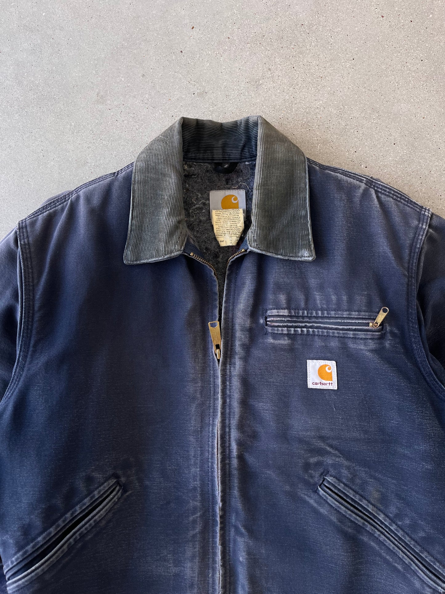 Vintage Carhartt Faded Navy Blanket-lined Detroit Jacket - M