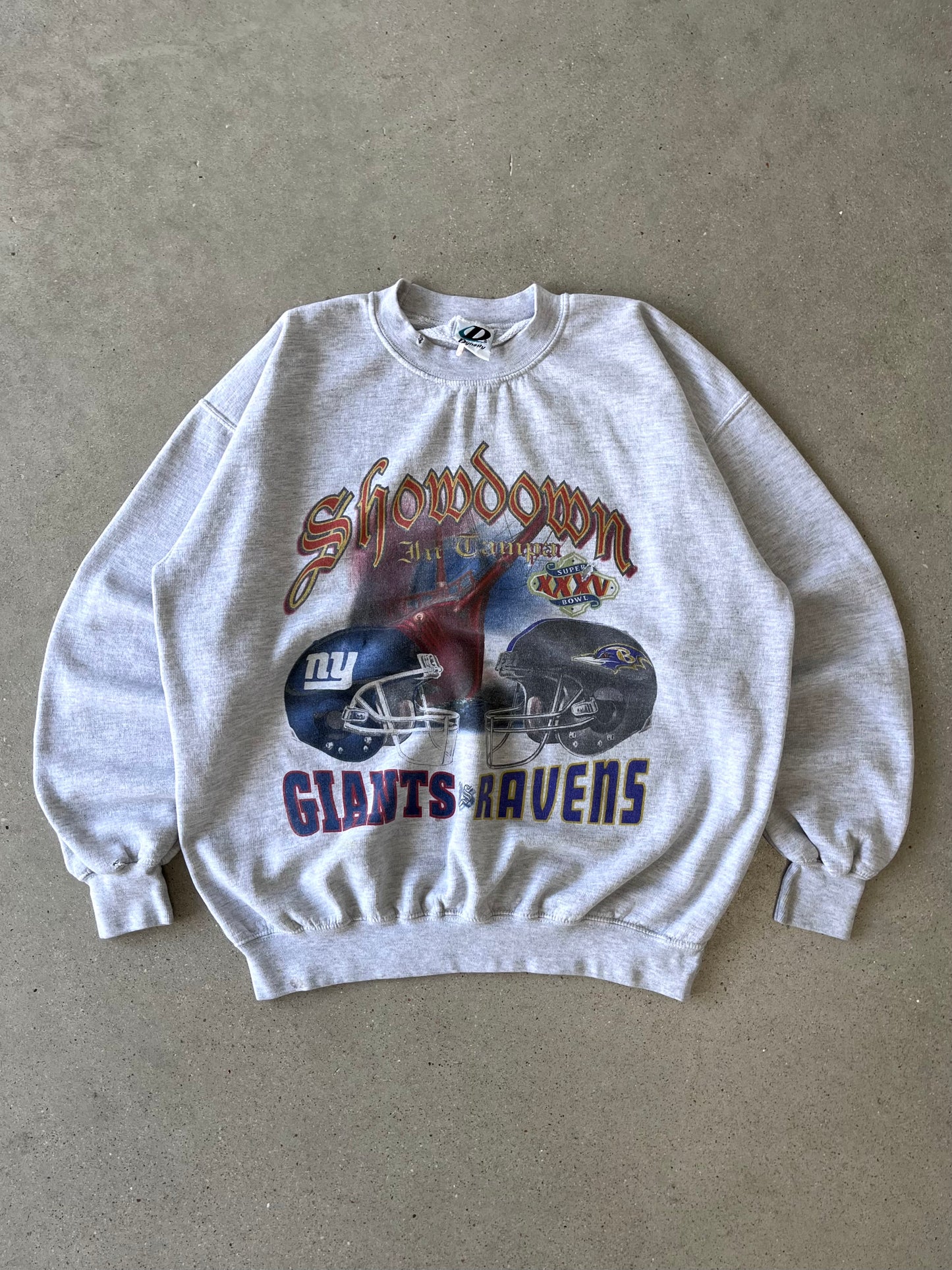 Vintage Giants vs Ravens Showdown Superbowl Crewneck - L