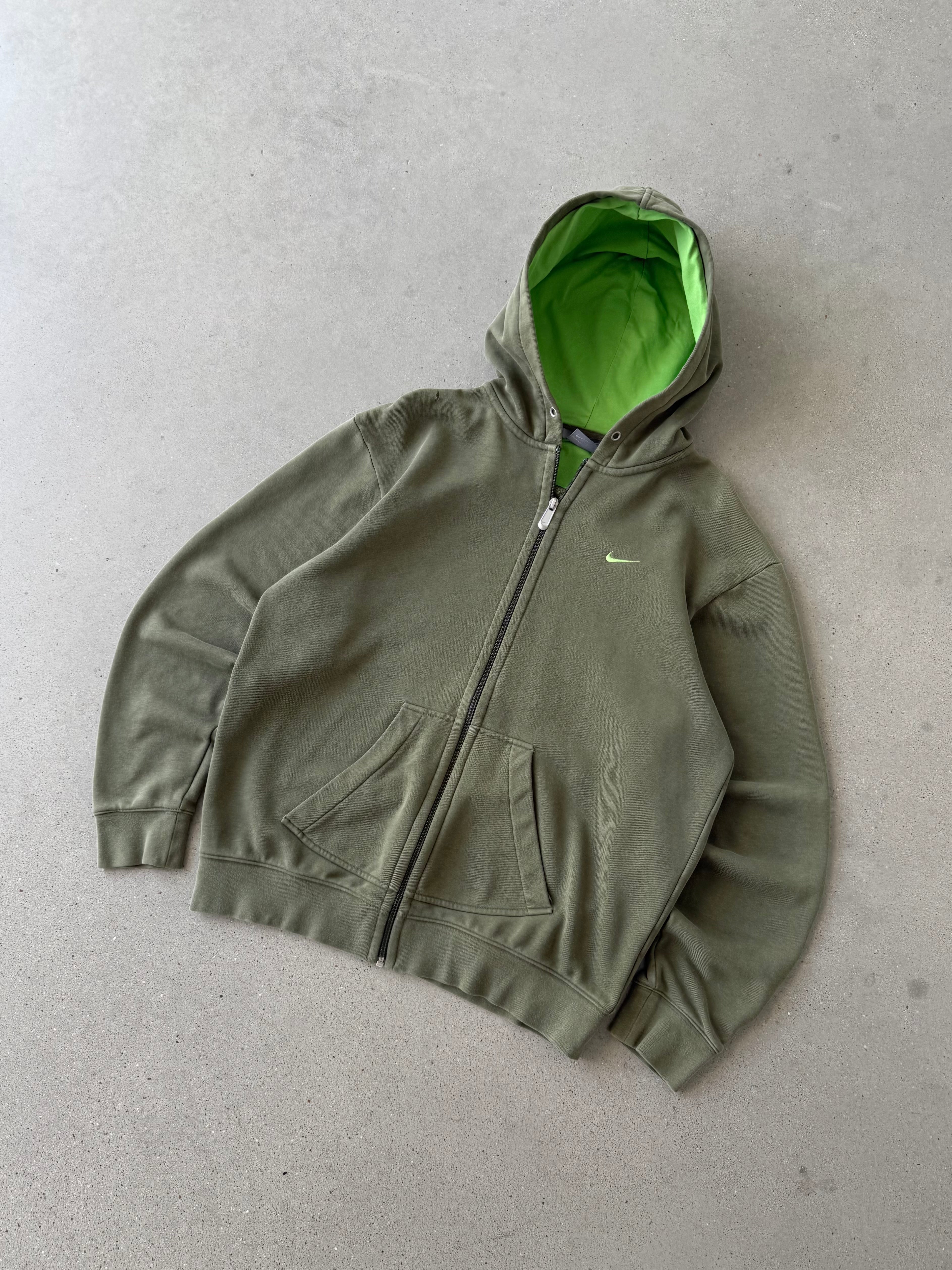 Vintage Nike Green Mini Swoosh Zip-up Hoodie - M