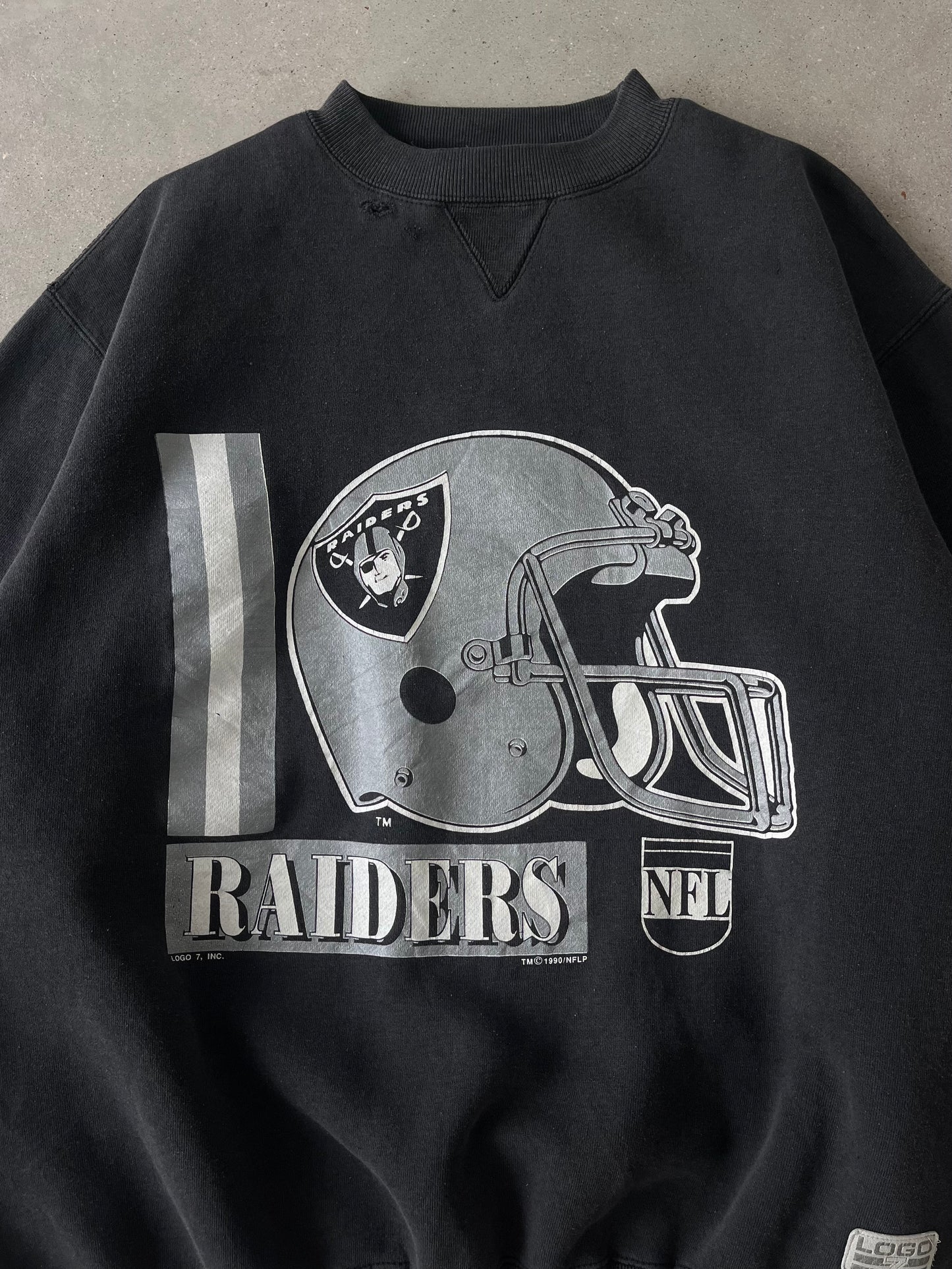 Vintage 1990 Raiders Logo 7 Crewneck - XL