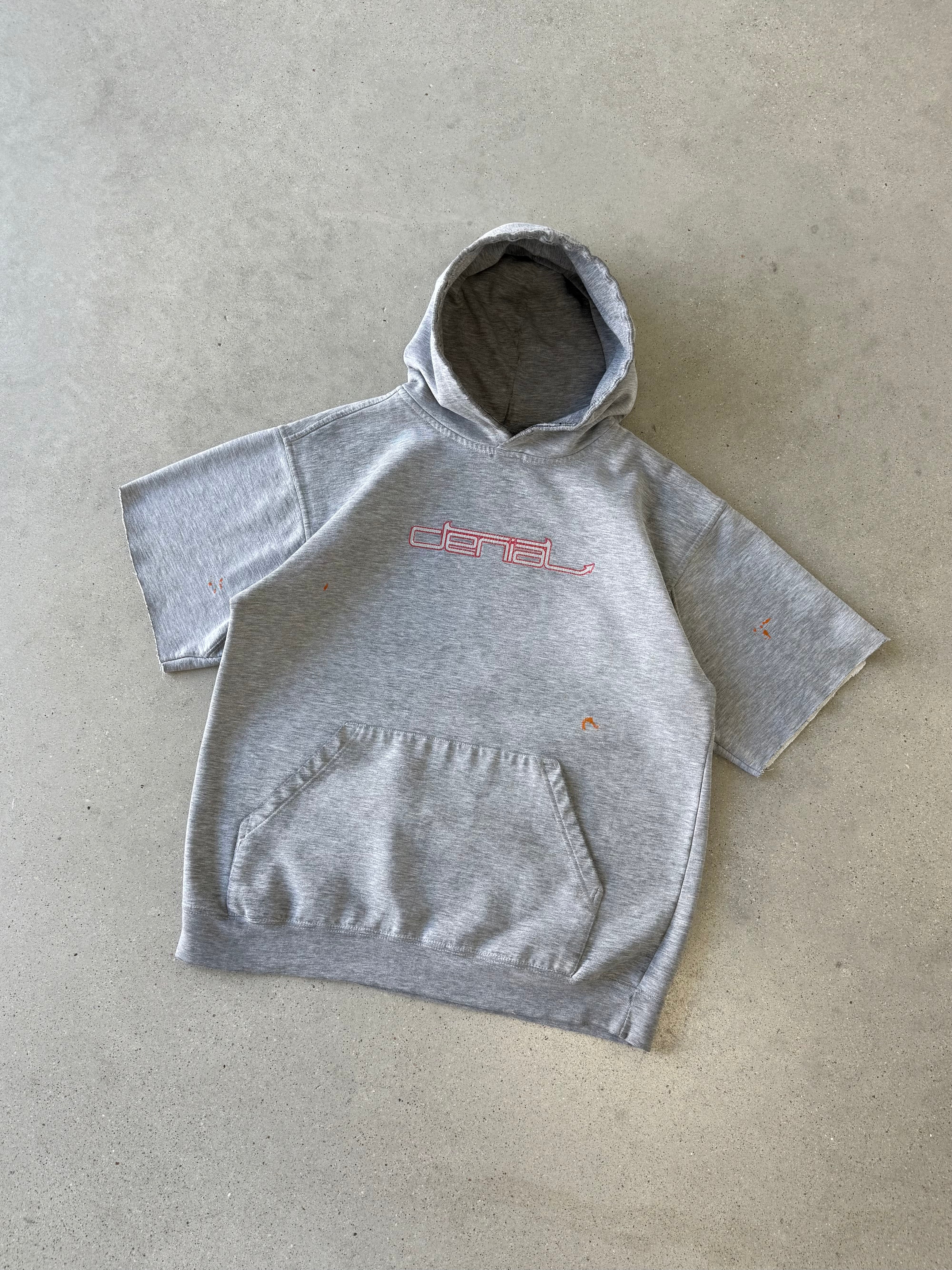 Vintage Denial Band Cut-off Hoodie - M