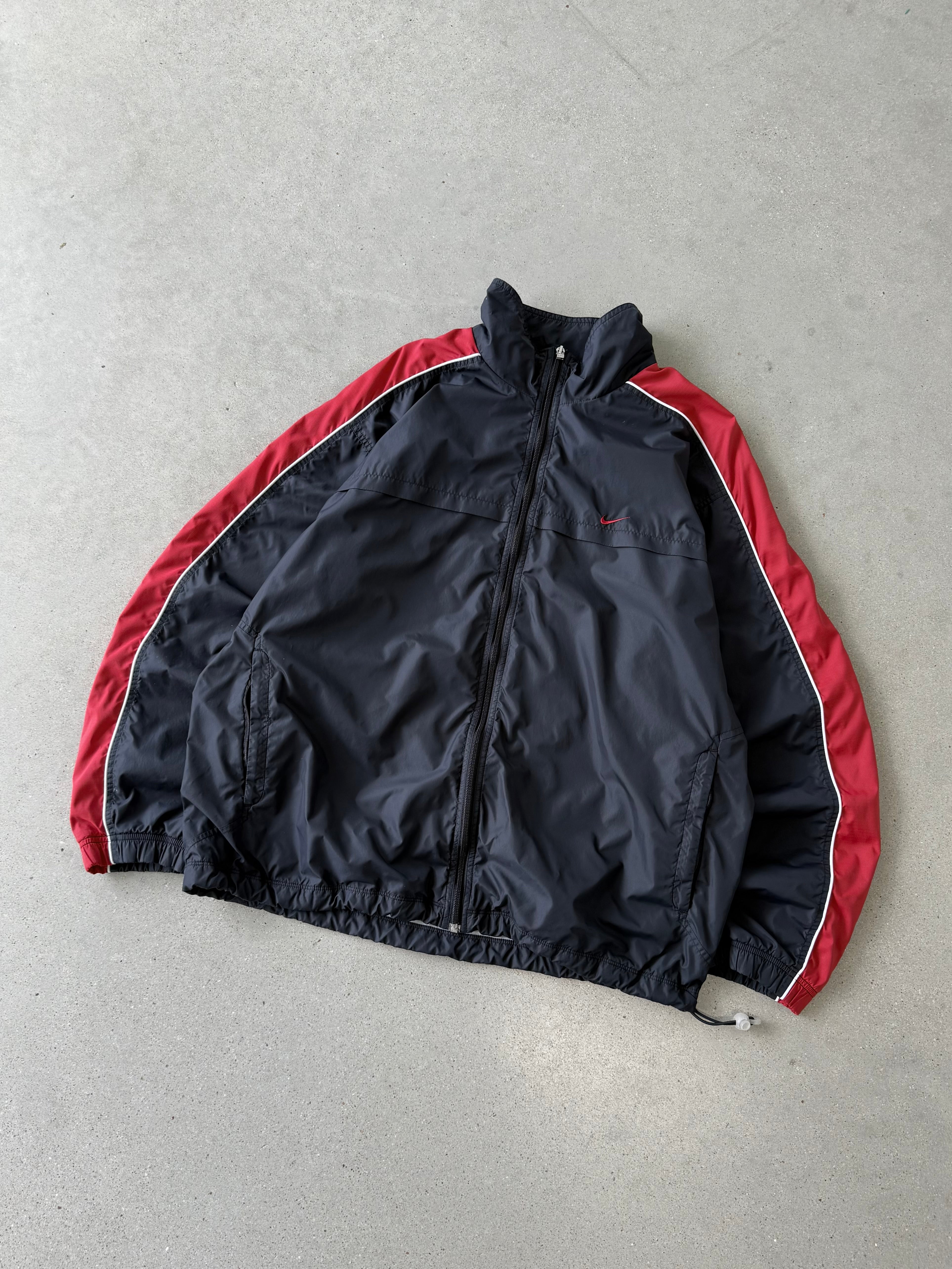 Vintage Nike Mini Swoosh Black/Red Track Jacket - XL