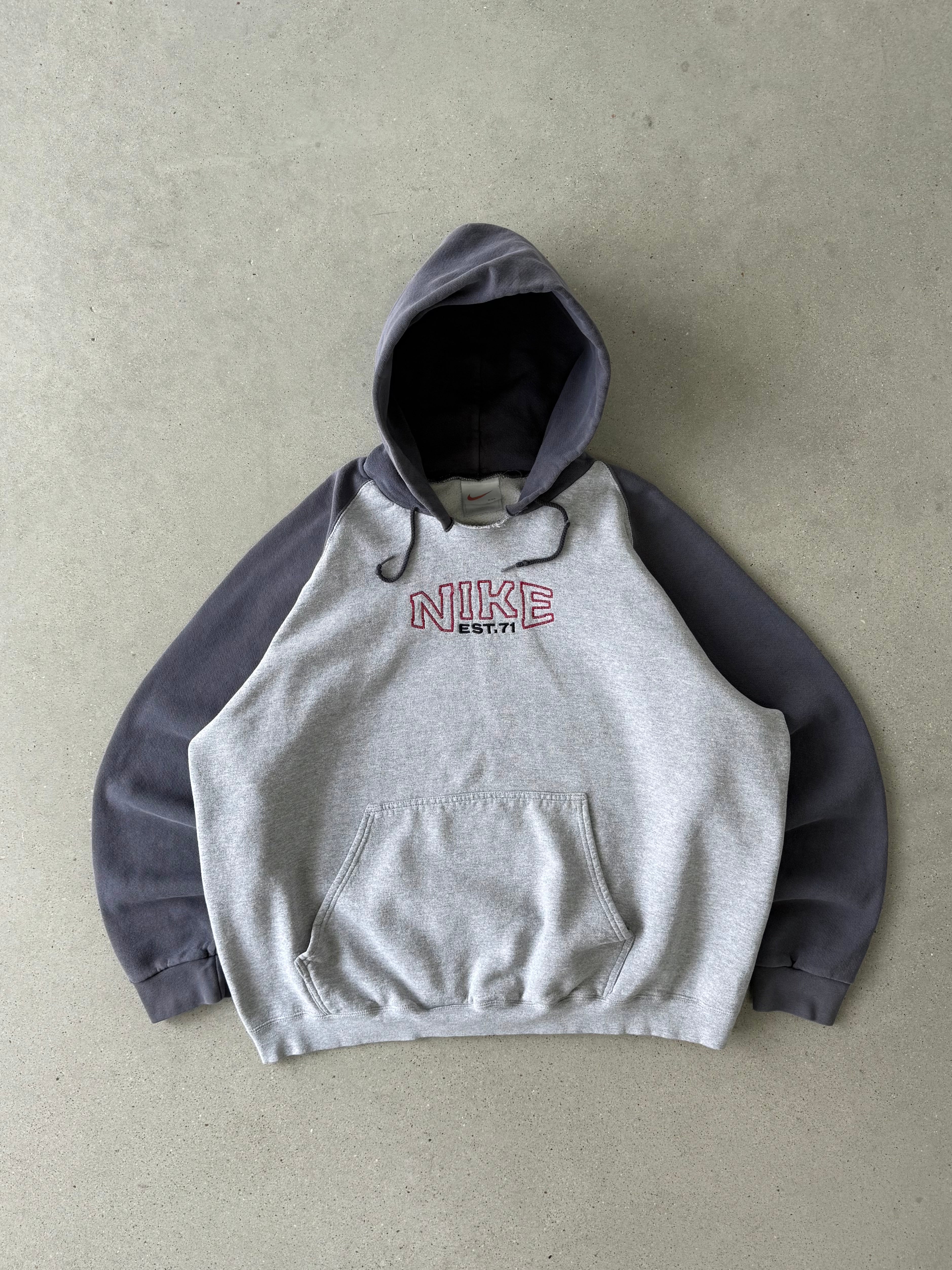 Vintage Nike Two-tone Spell-out Hoodie  - XXL