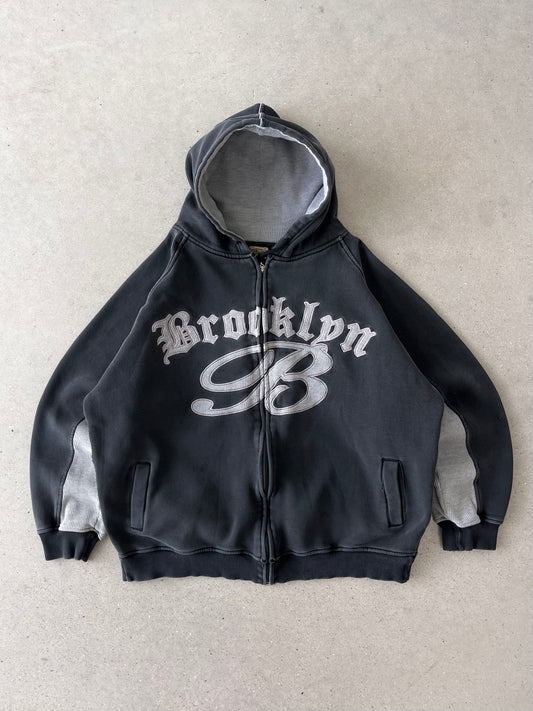 Vintage Y2K Brooklyn Zip-up Hoodie - XL