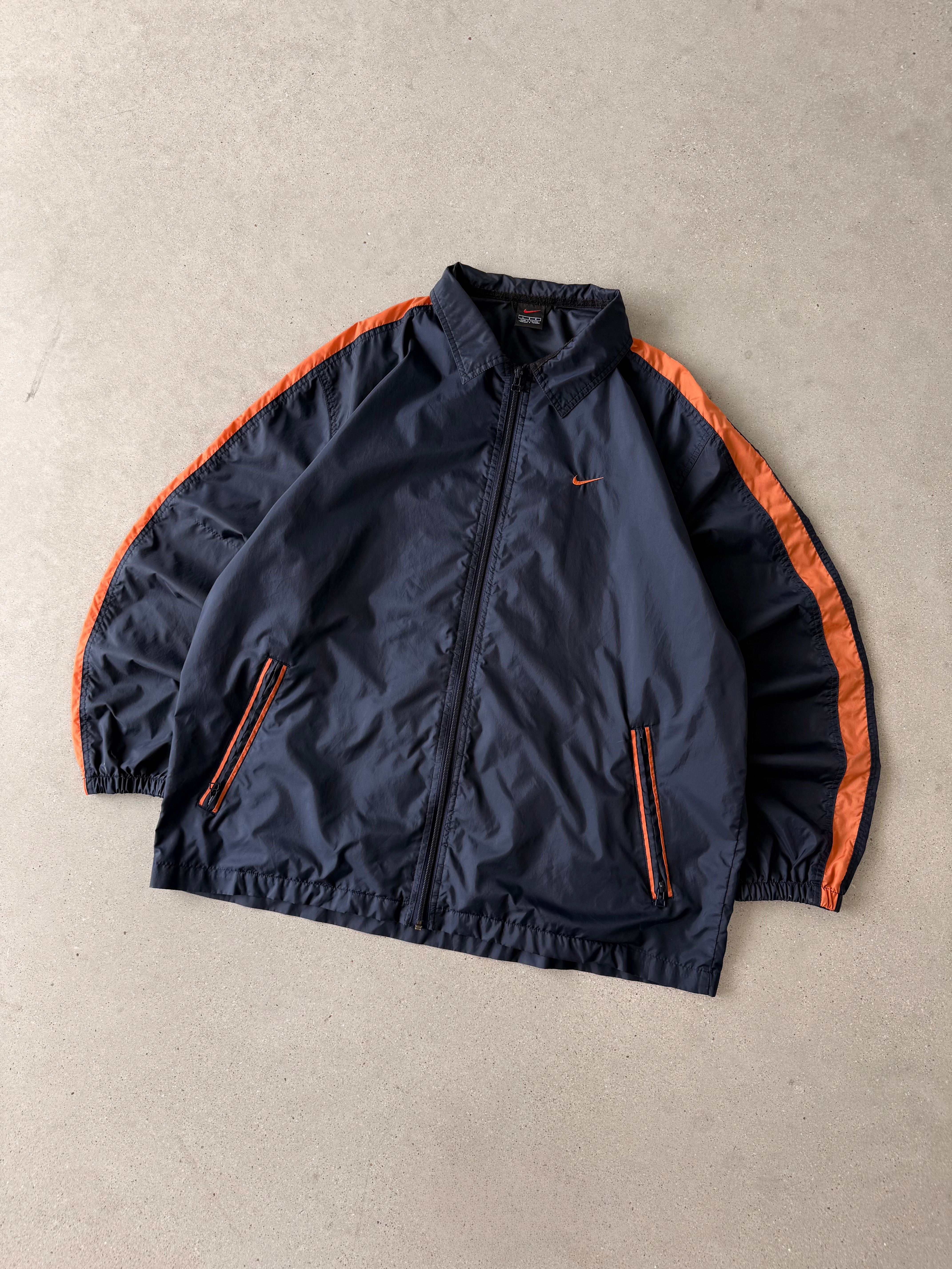 Vintage 2000s Nike Navy/Orange Track Jacket - L
