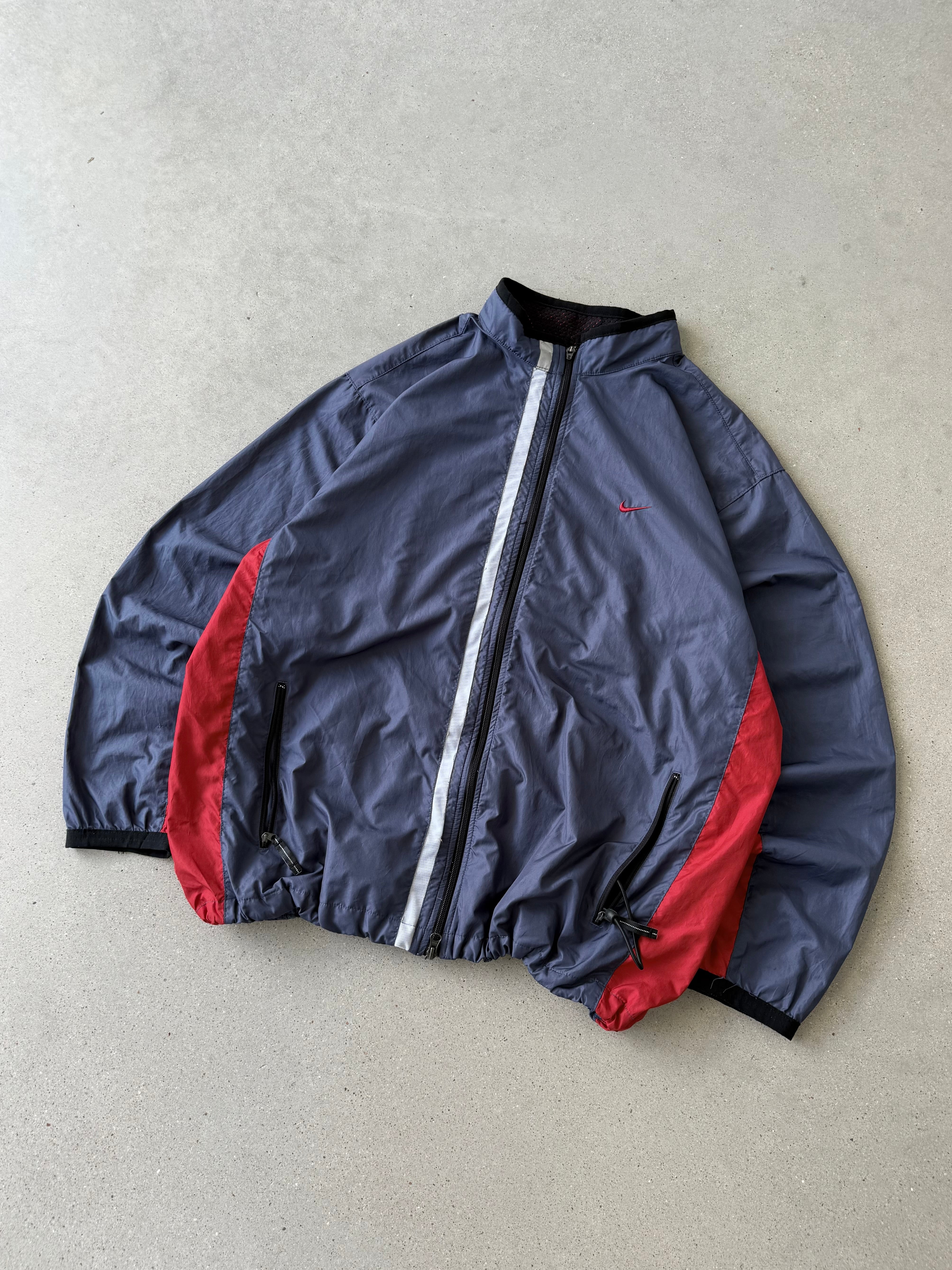 Vintage Nike Mini Swoosh Gray/Red Track Jacket - XL