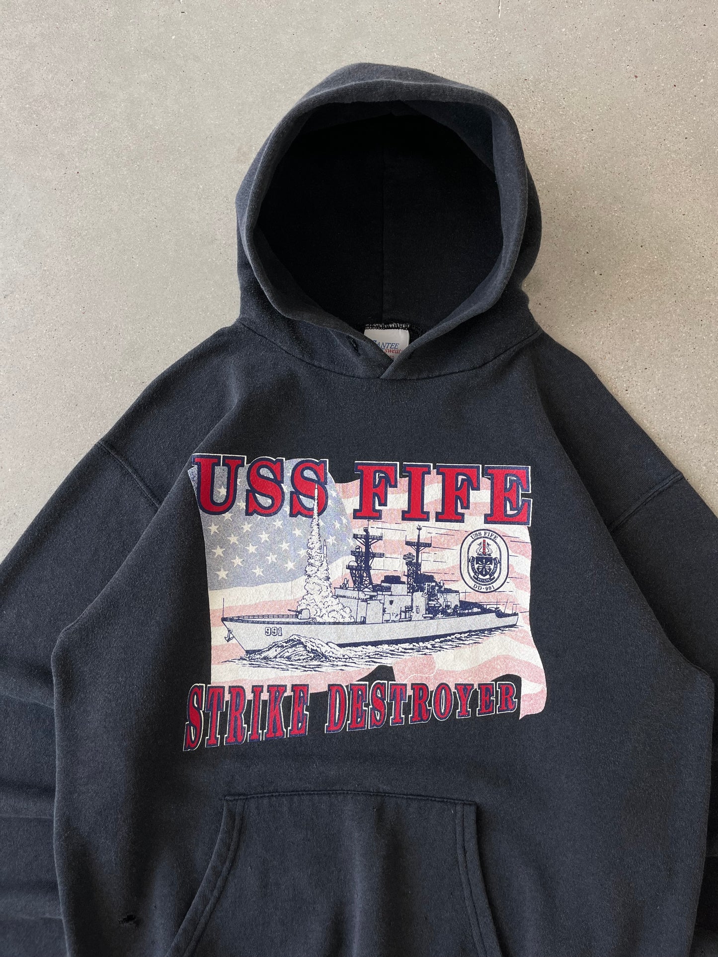 Vintage USS FIFE Strike Destroyer Hoodie - M