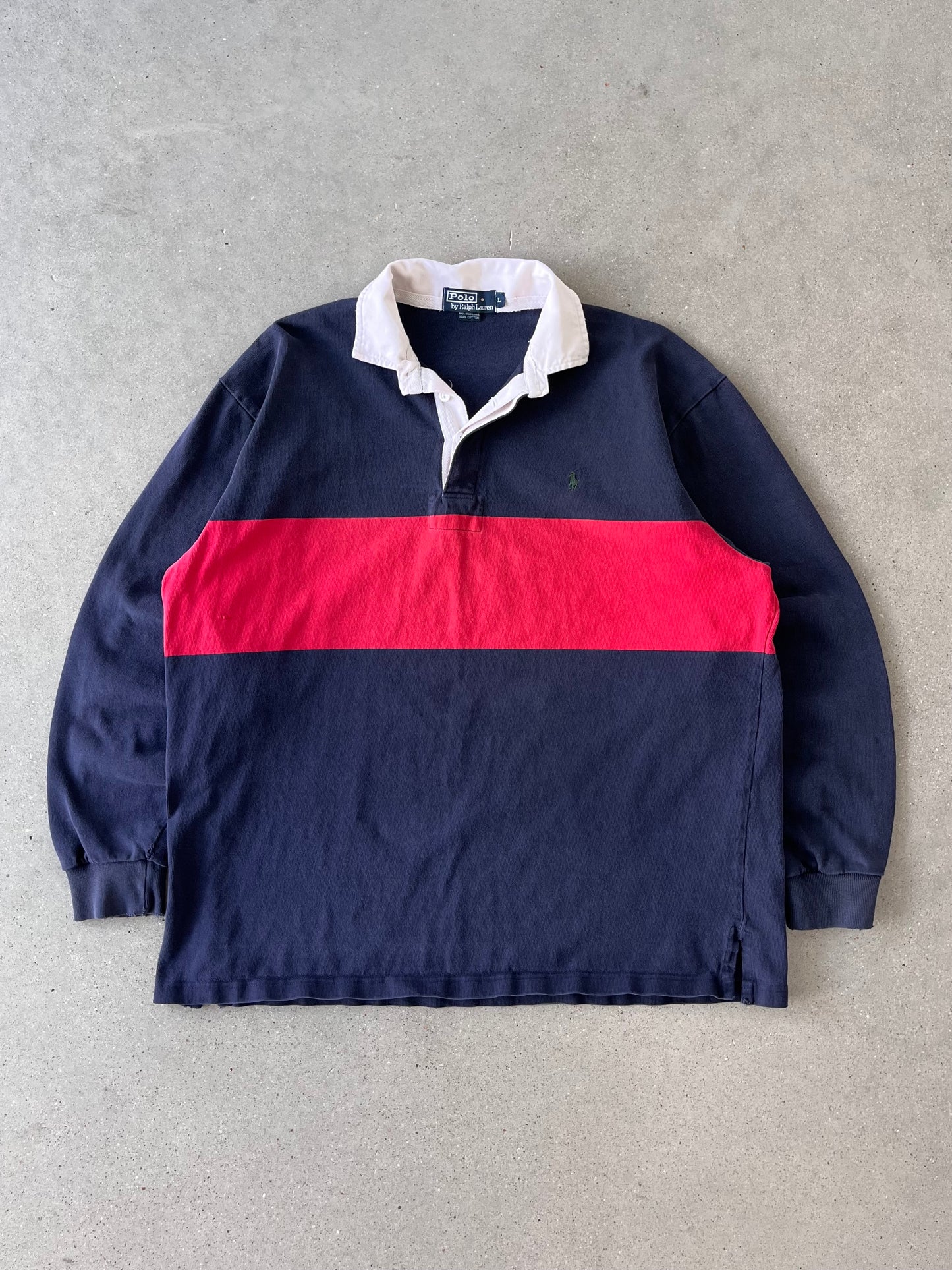 Vintage Polo Ralph Lauren Red/Navy Striped Long Sleeve - L