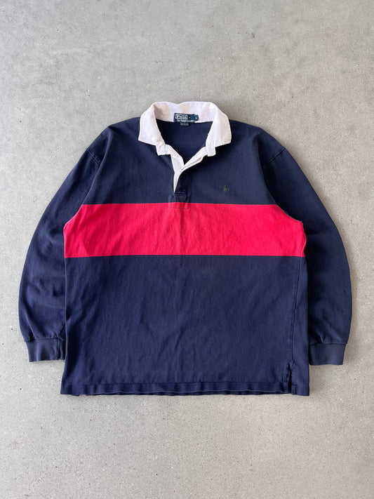 Vintage Polo Ralph Lauren Red/Navy Striped Long Sleeve - L