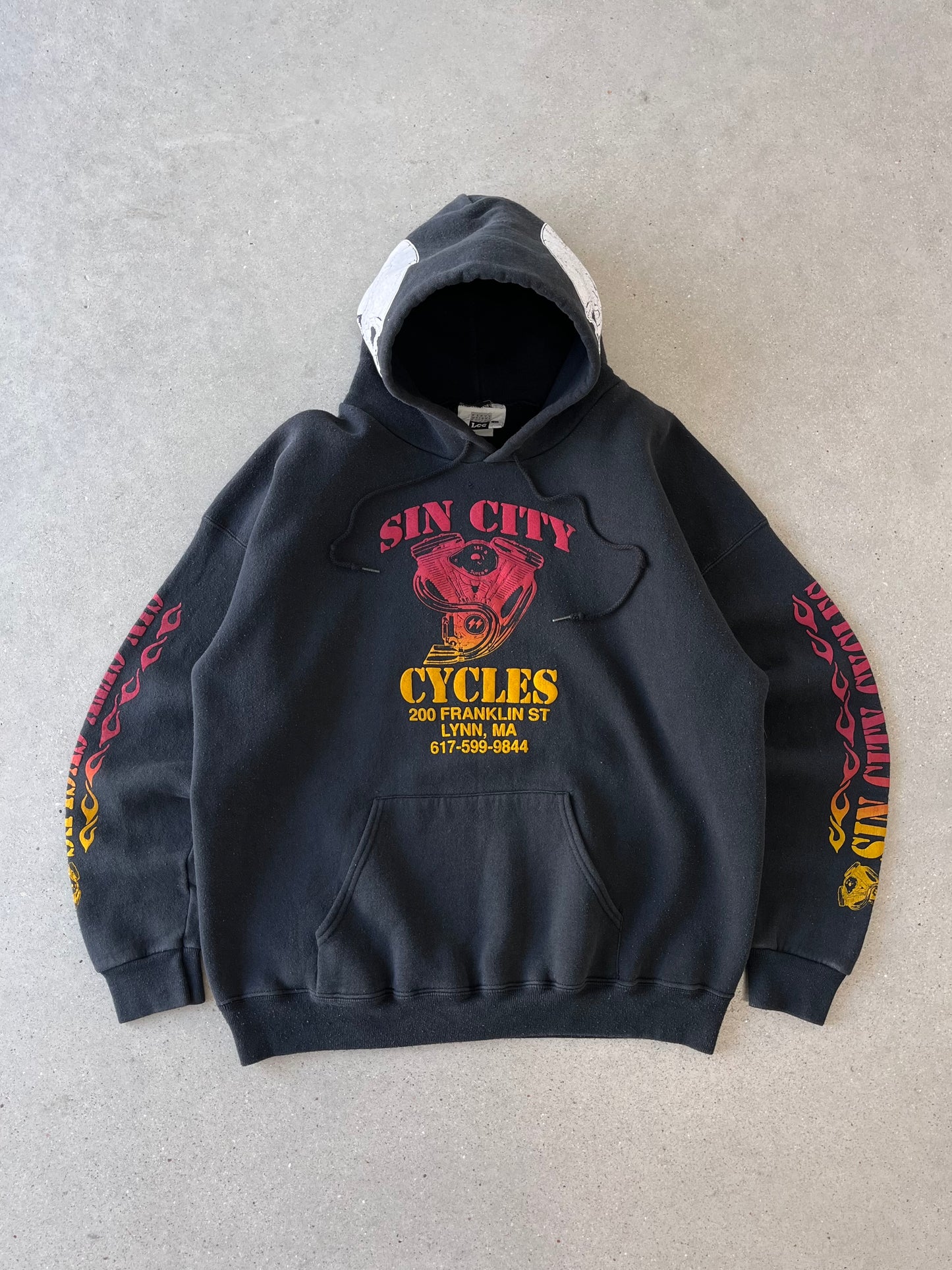 Vintage Y2K Sin City Flamed Hoodie - XL