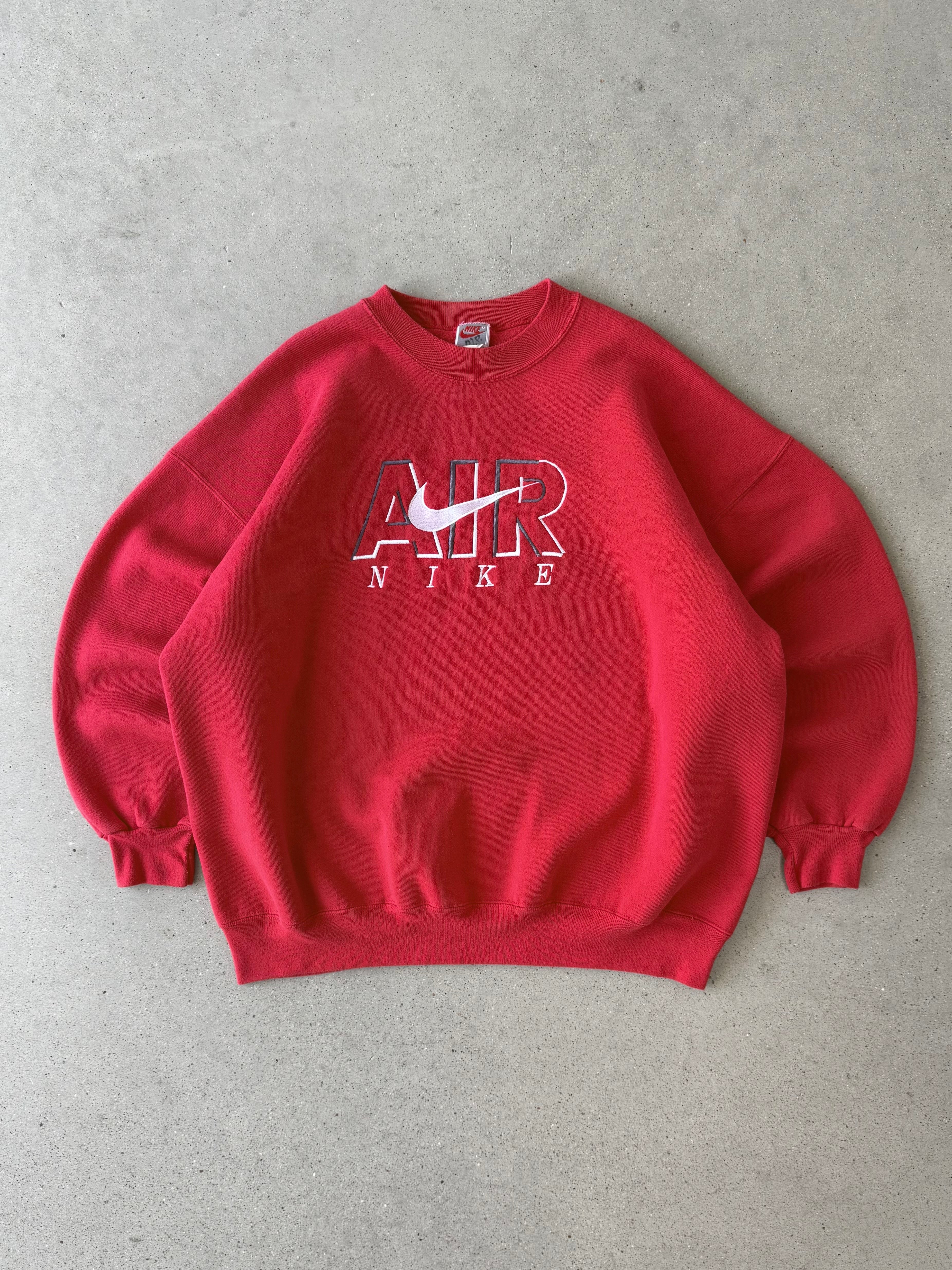 Vintage Nike Air Embroidered Red Crewneck - XXL