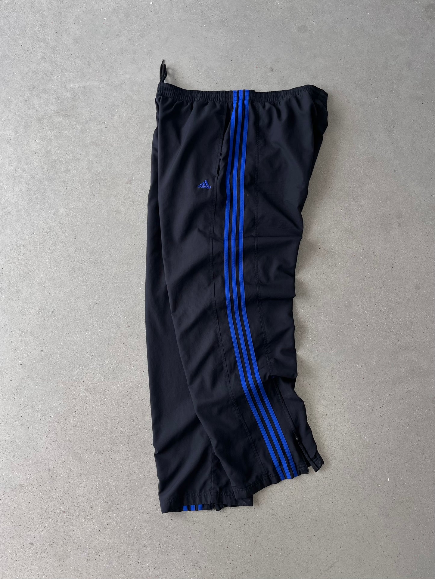 Vintage Adidas Black/Blue Stripes Track Pants - L