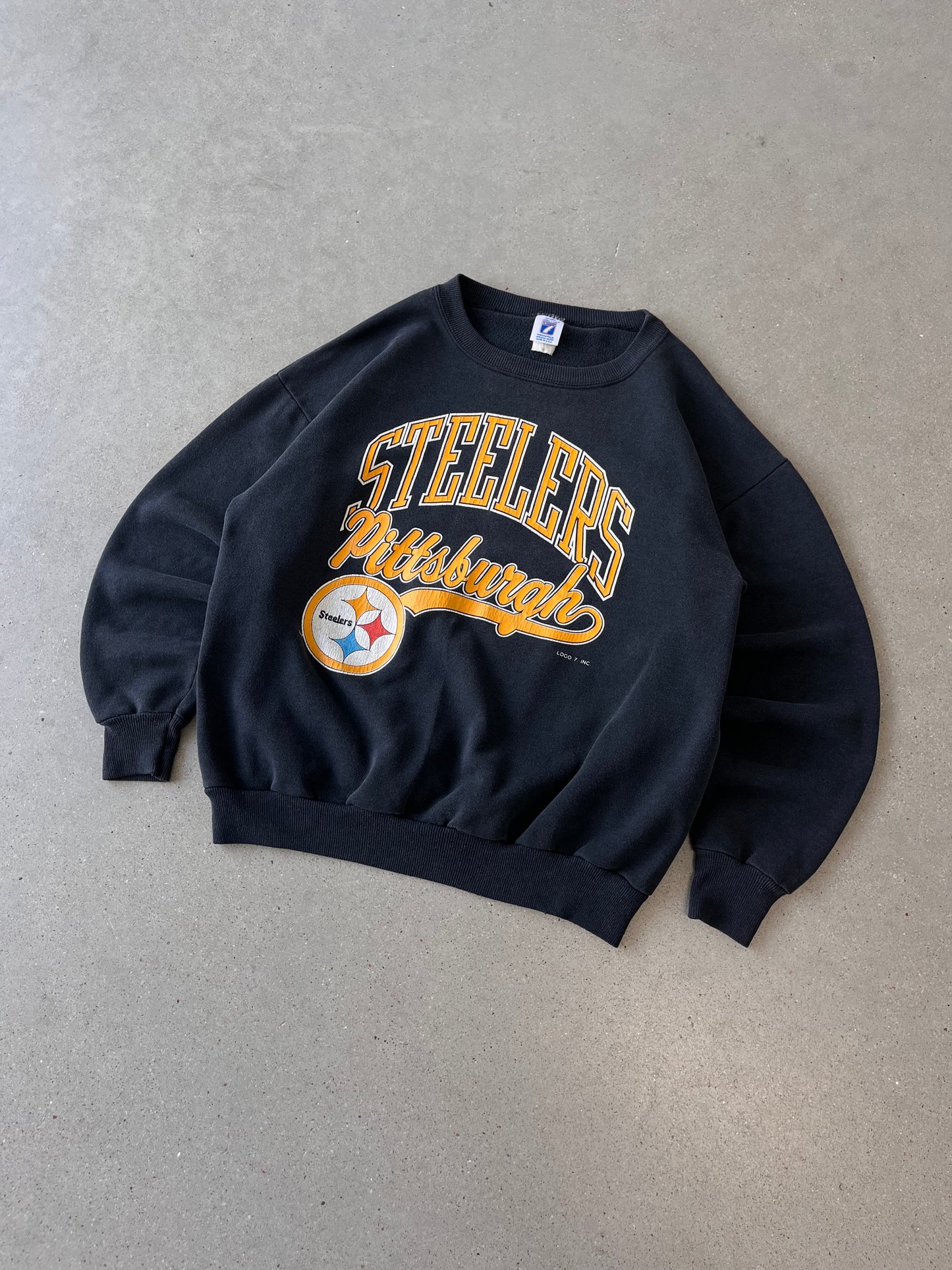 Vintage Steelers Pittsburgh Logo 7 Crewneck - L