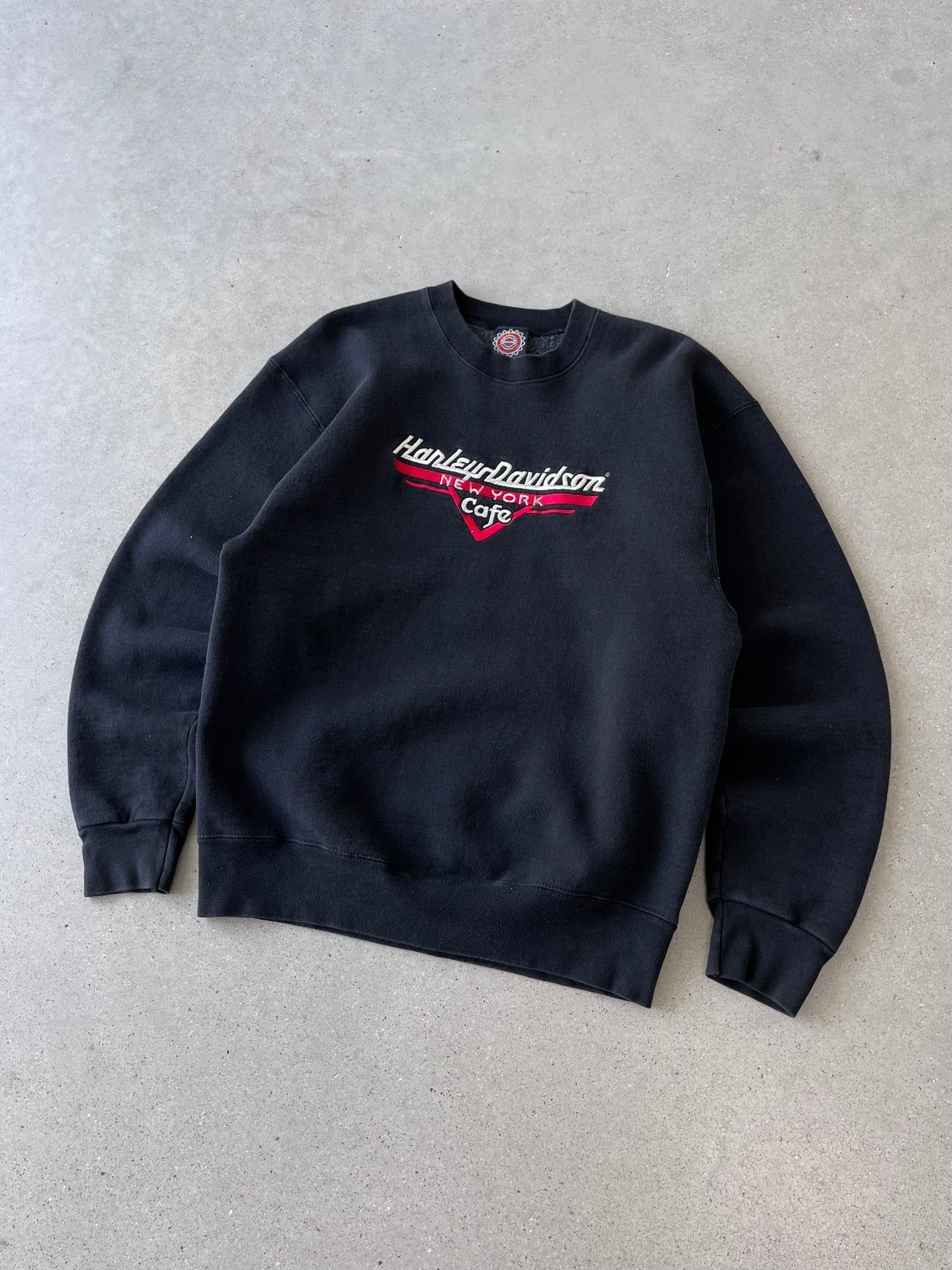 Vintage Harley Davidson NY Cafe Embroidered Crewneck - L