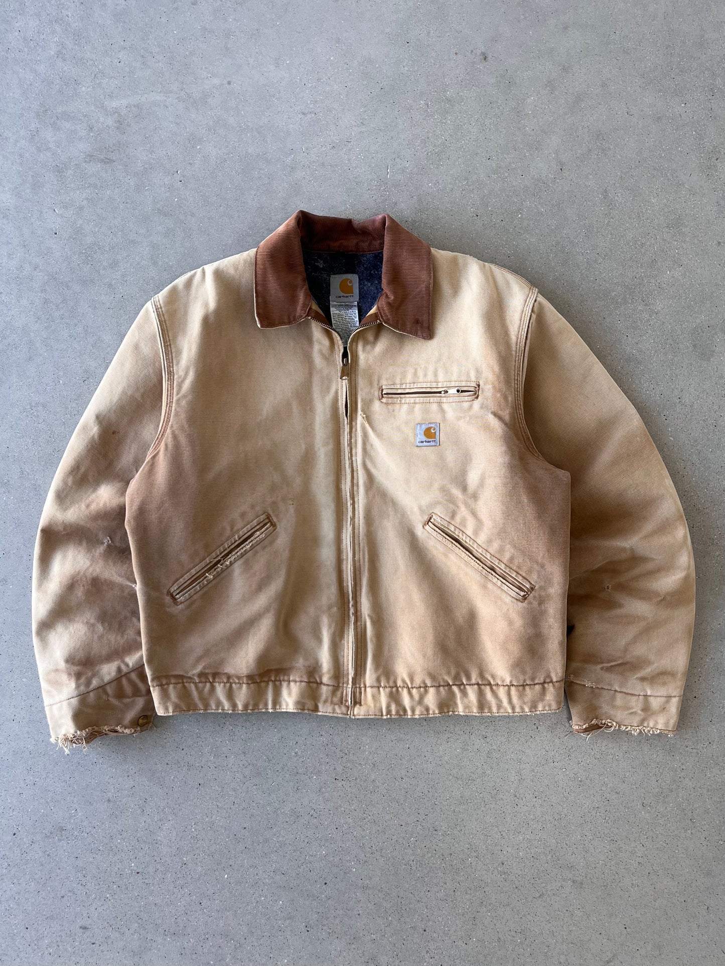 Vintage Carhartt Faded Tan Blanket-lined Detroit Jacket - L